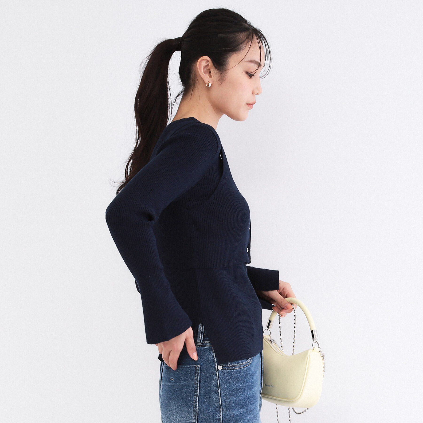 OPAQUE.CLIP「《ツインセット》ビスチェベスト&times;リブニット【洗濯機OK】」|ニット・セーター|