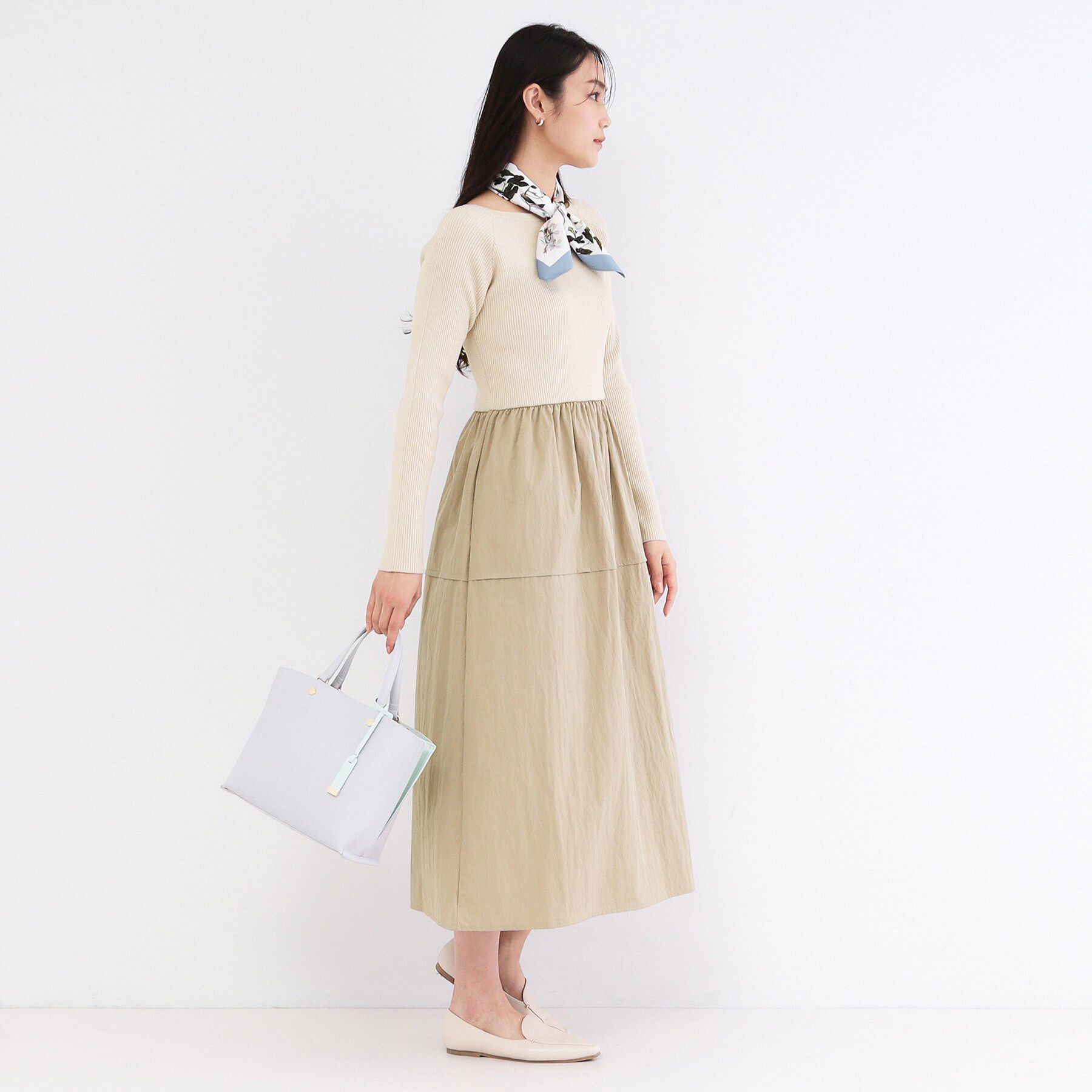 OPAQUE.CLIP「リブニットドッキングワンピース【洗濯機OK】」|ワンピース|