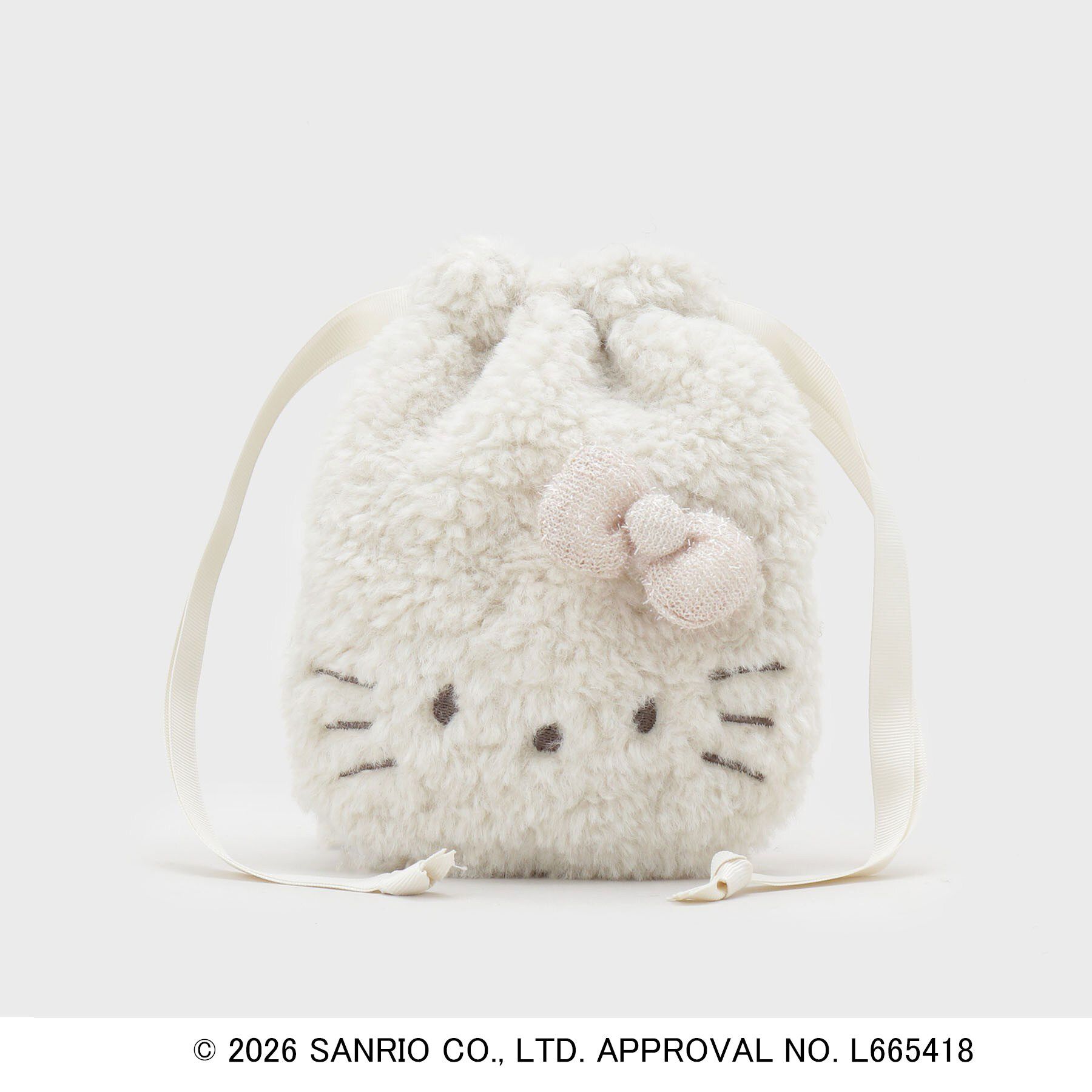 OPAQUE.CLIP「◆【ハローキティ】キラふわフェイス巾着ポーチ」|ポーチ|アイボリー(104)