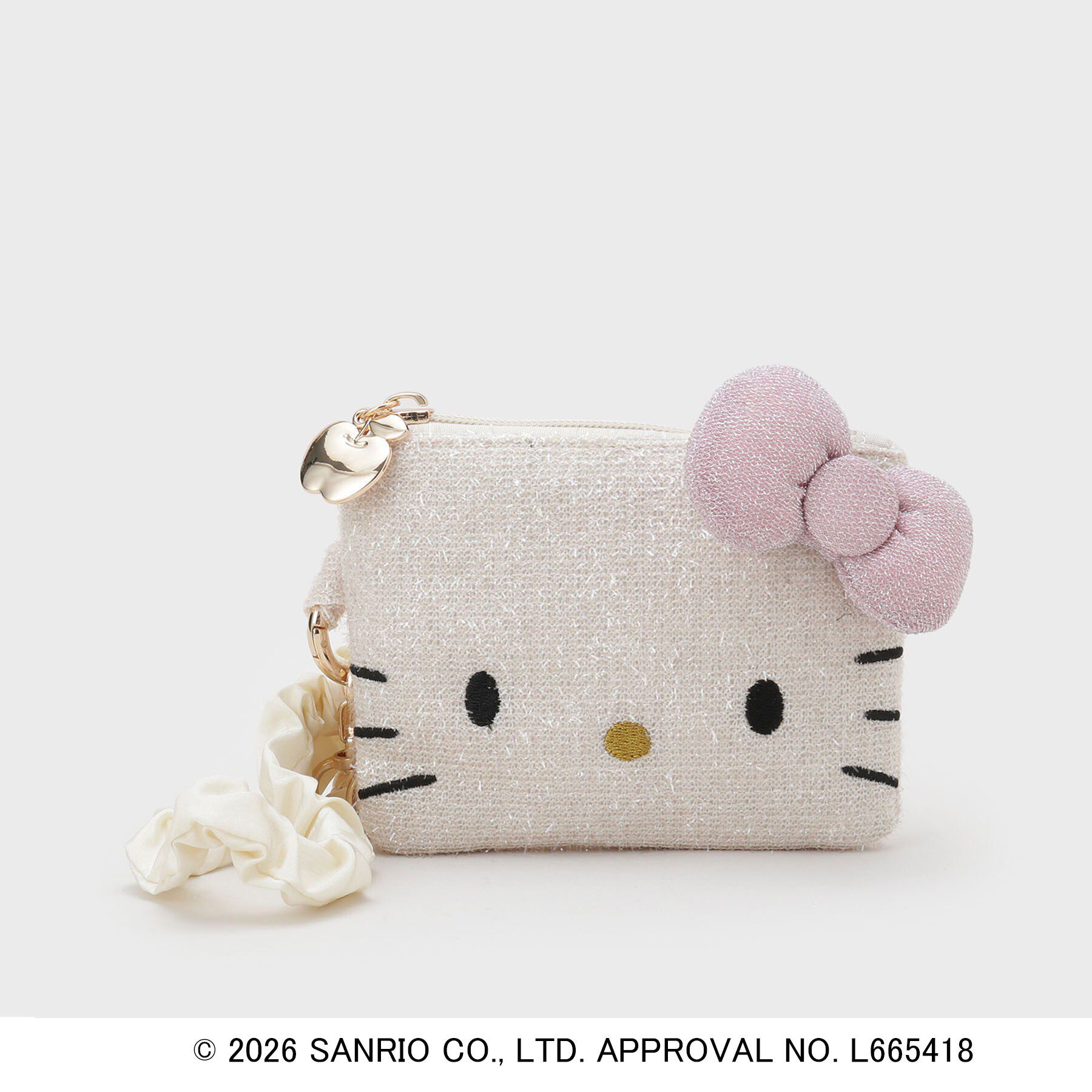 OPAQUE.CLIP「◆【ハローキティ】フェイス型2WAYキラキラフラットポーチ」|ポーチ|ベージュ(052)