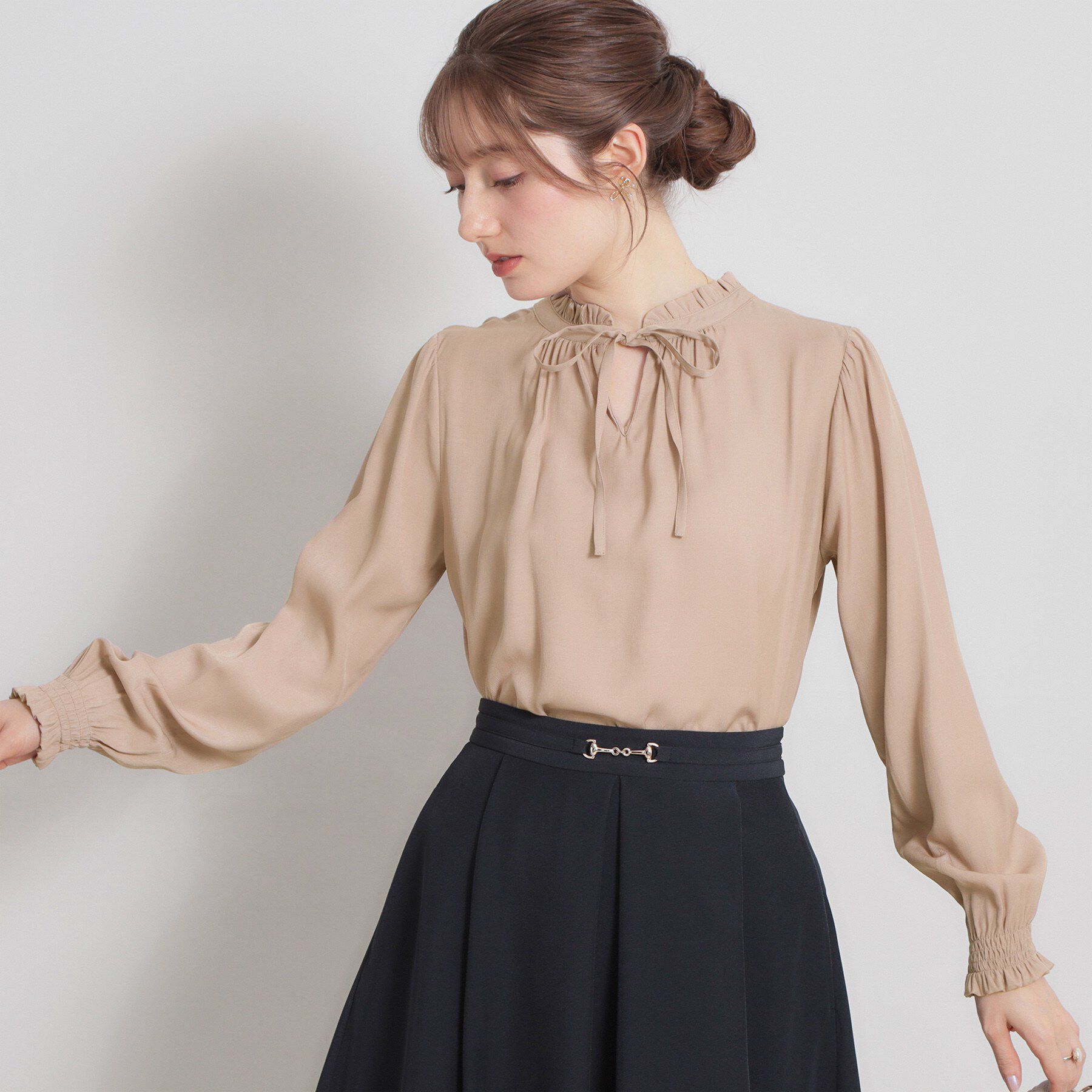 Couture broach「【前後2WAY・洗える】RTピケ リボン ブラウス」|シャツ・ブラウス|