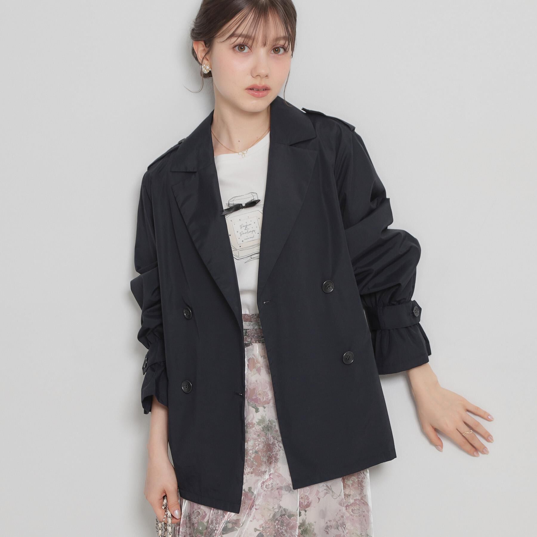 Couture broach「【撥水・洗える】ハーフ トレンチコート」|トレンチコート|ネイビー(094)