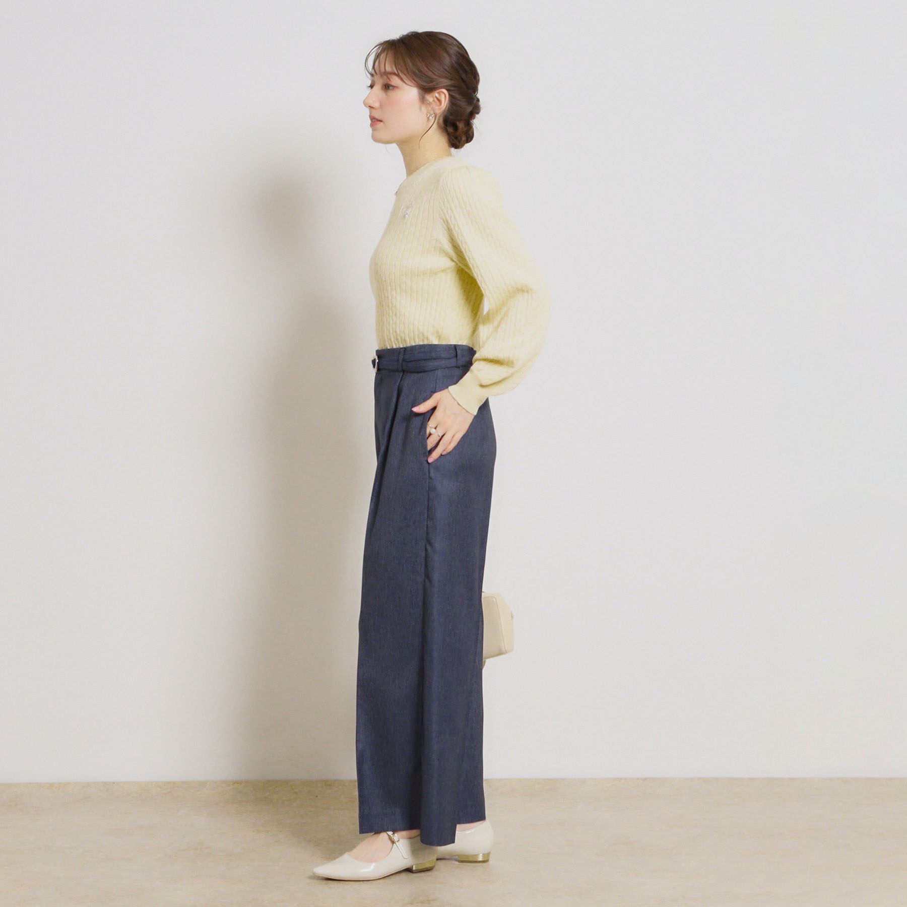 Couture broach「【洗える・S-LL】デニムライク ベルト付きパンツ」|その他|