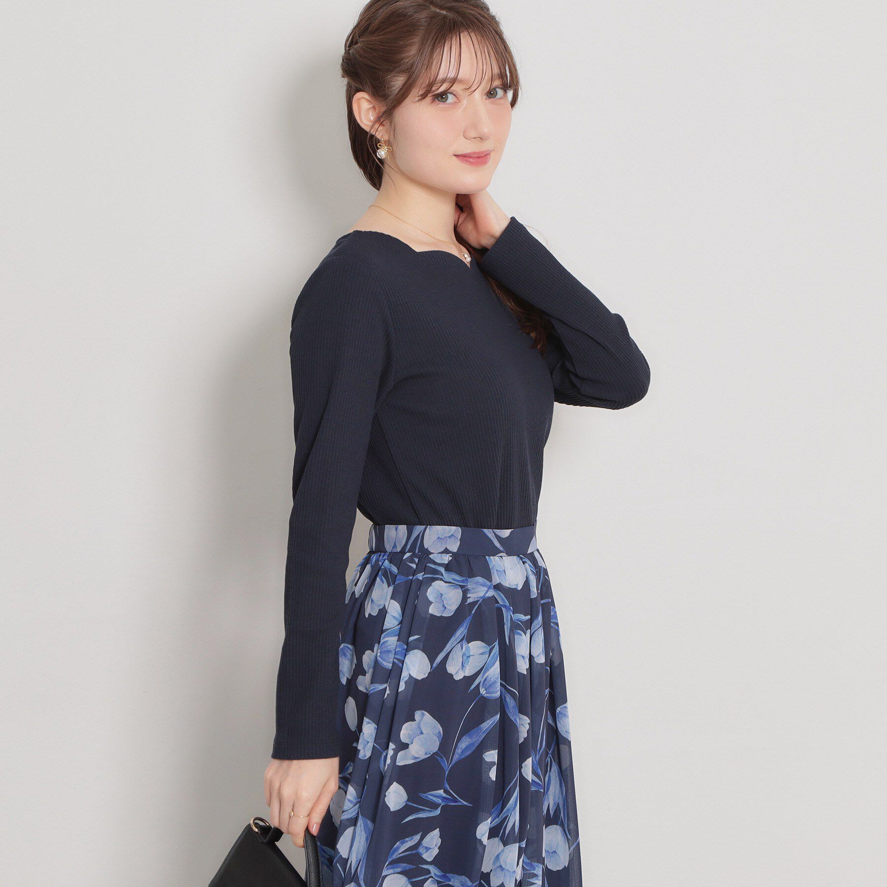 Couture broach「【洗える】ハートネック テレコプルオーバー」|Tシャツ・カットソー|