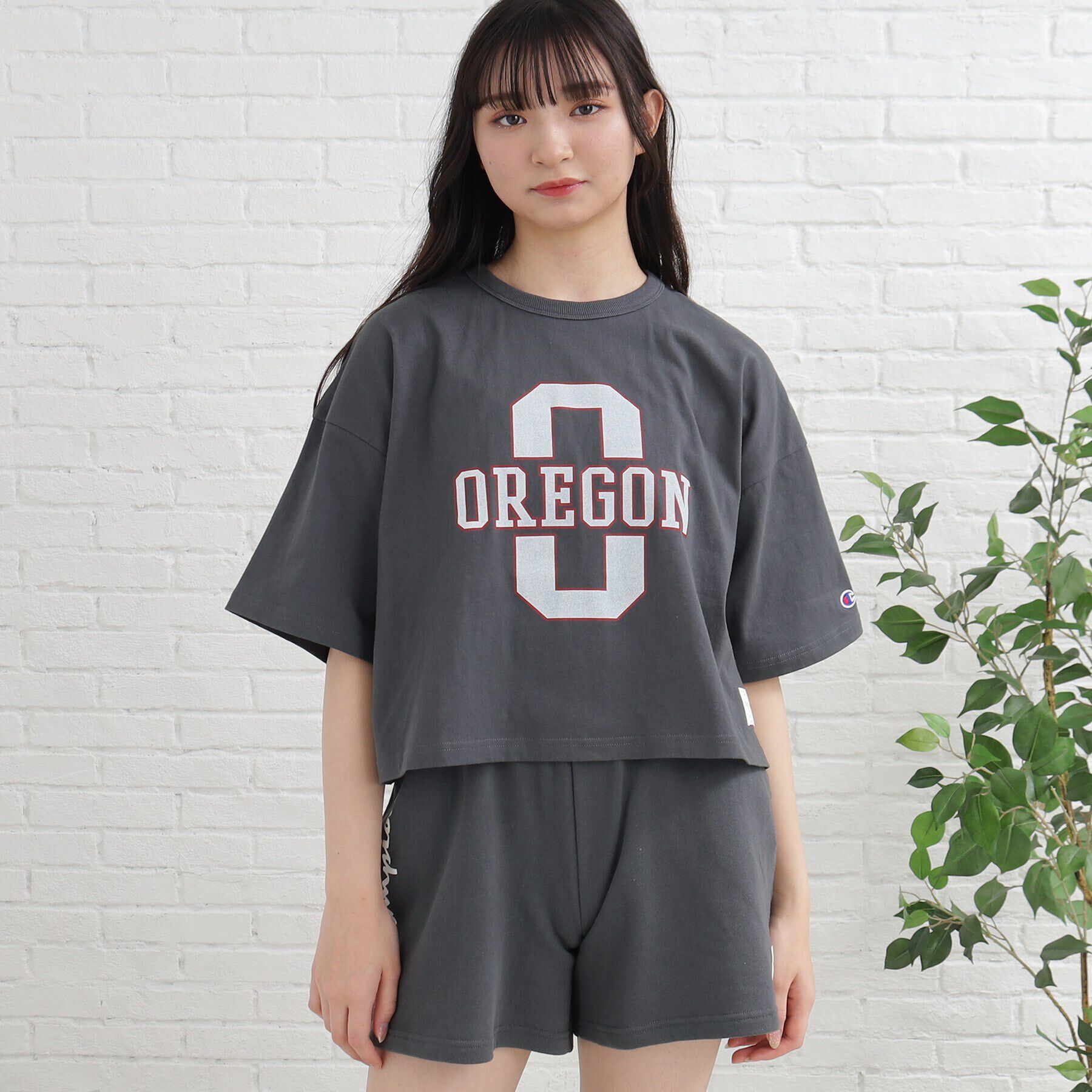 PINK-latte「◆【Champion/チャンピオン】コラボ 短丈Tシャツ」|Tシャツ・カットソー|