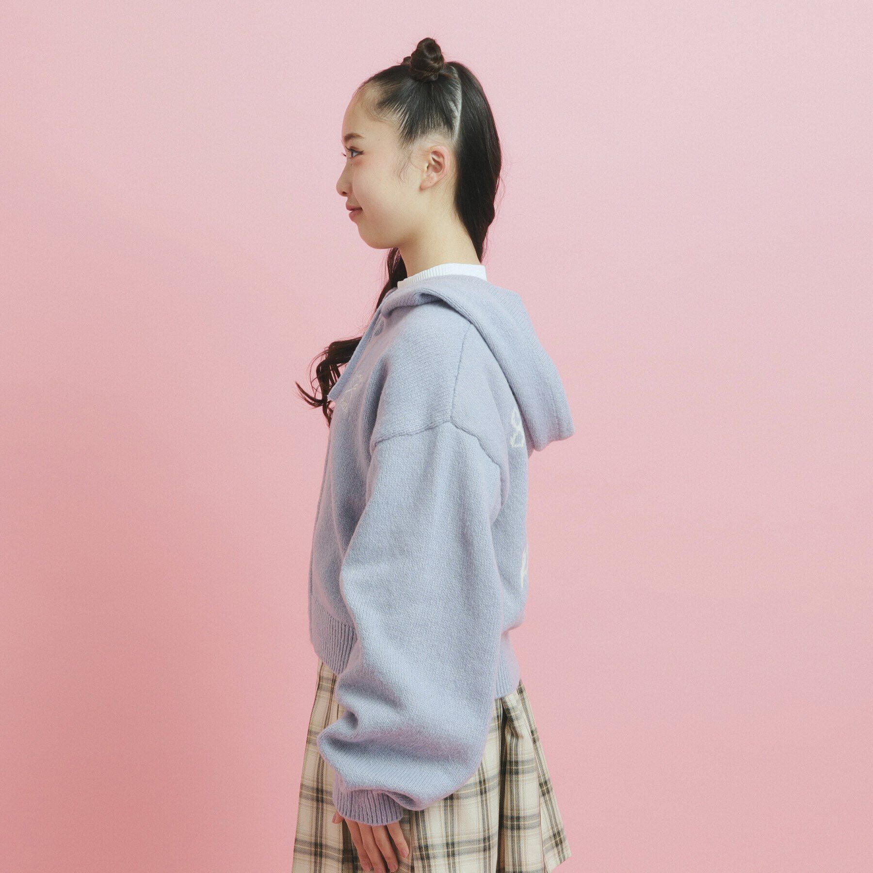 PINK-latte「クロップドリボン刺繍パーカ」|パーカー|