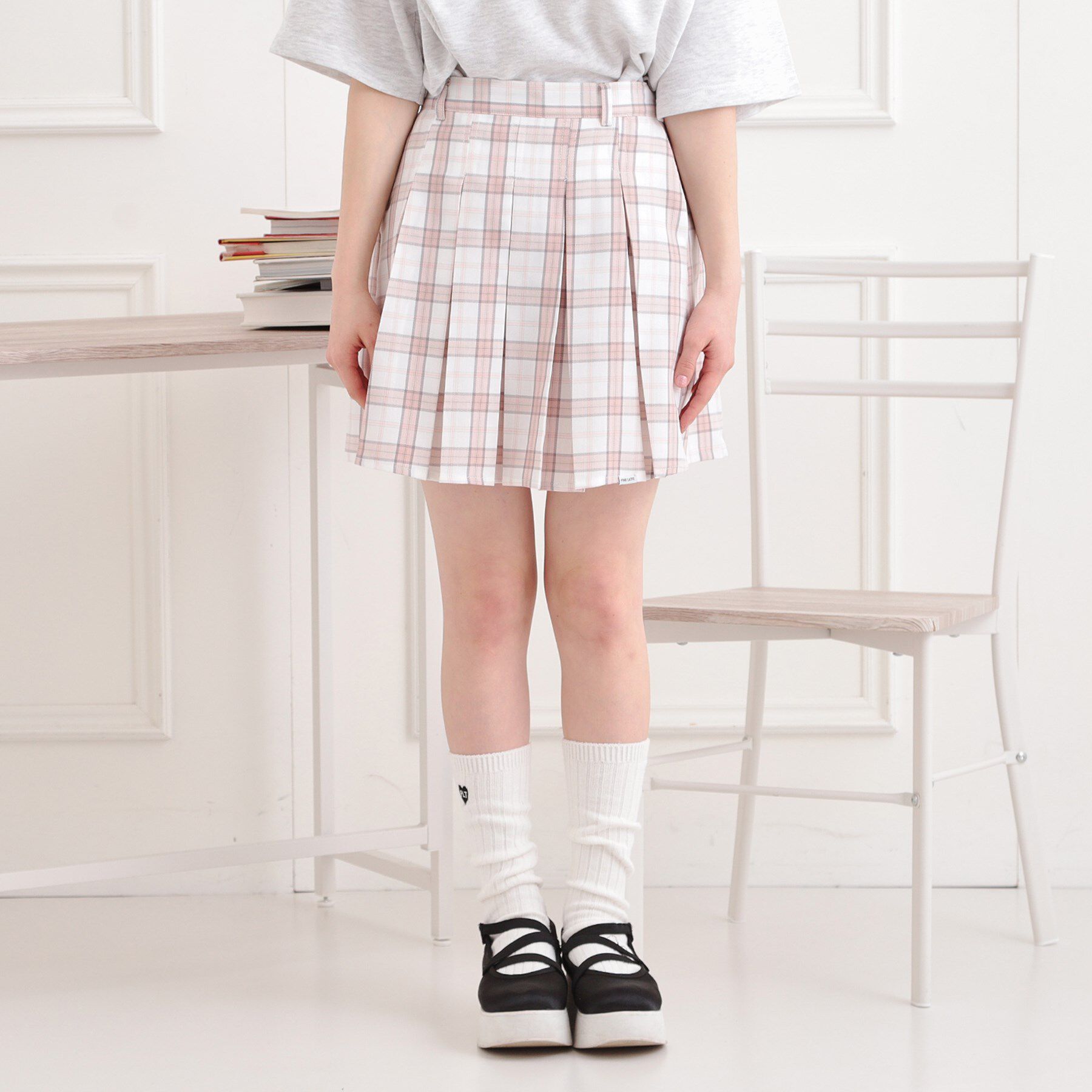 PINK-latte「インパンプリーツチェックスカート」|スカート|