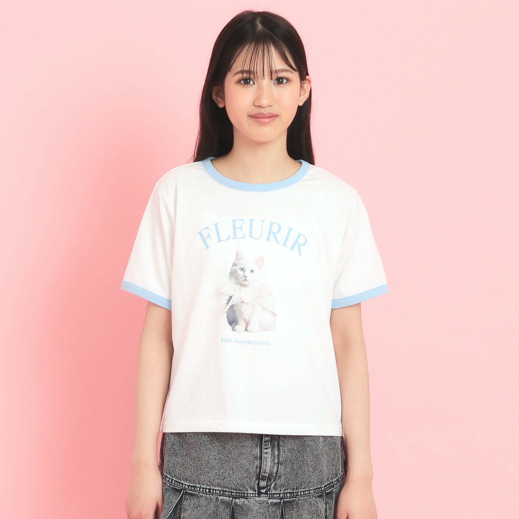 PINK-latte「フォトネコリンガーTシャツ」|Tシャツ・カットソー|