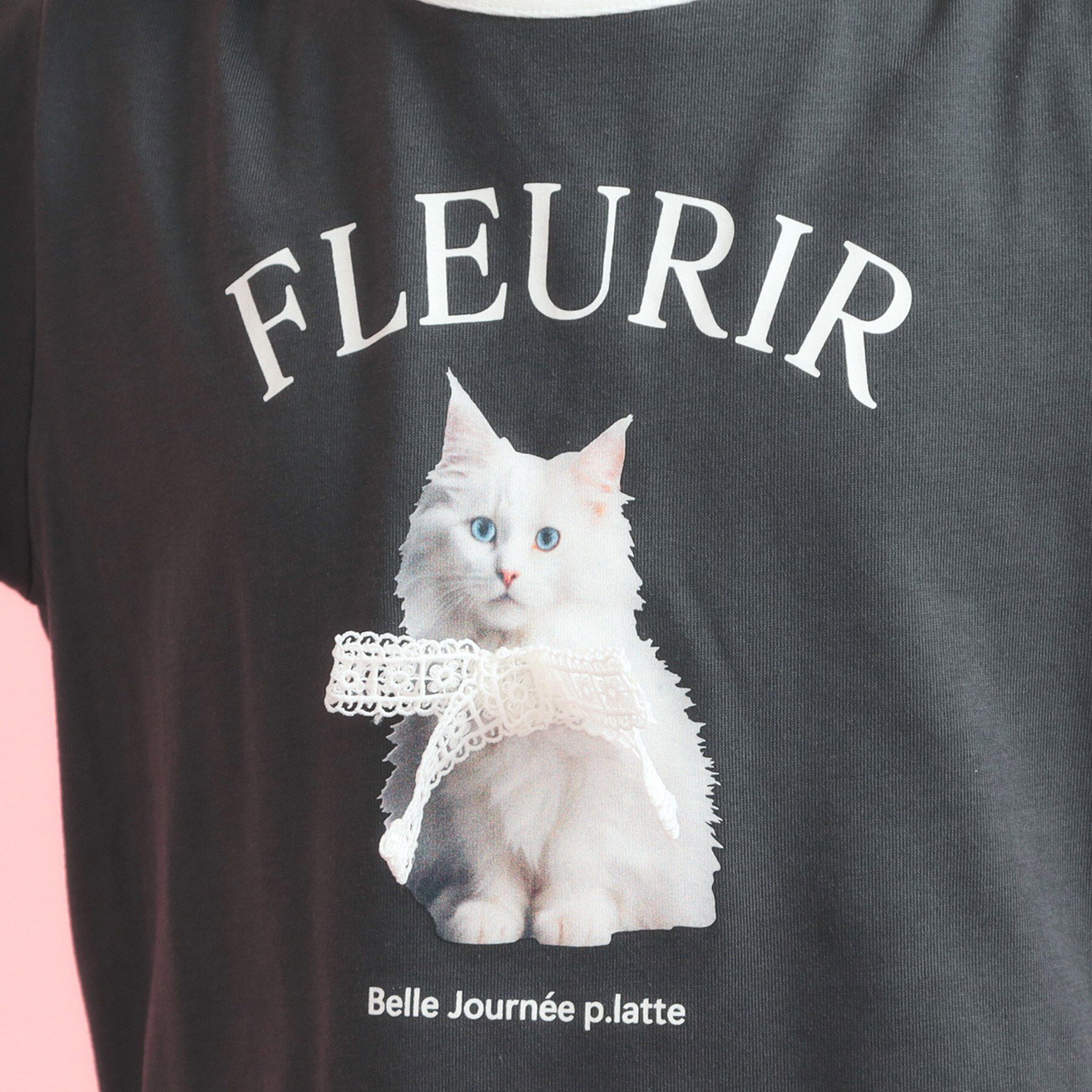 PINK-latte「フォトネコリンガーTシャツ」|Tシャツ・カットソー|