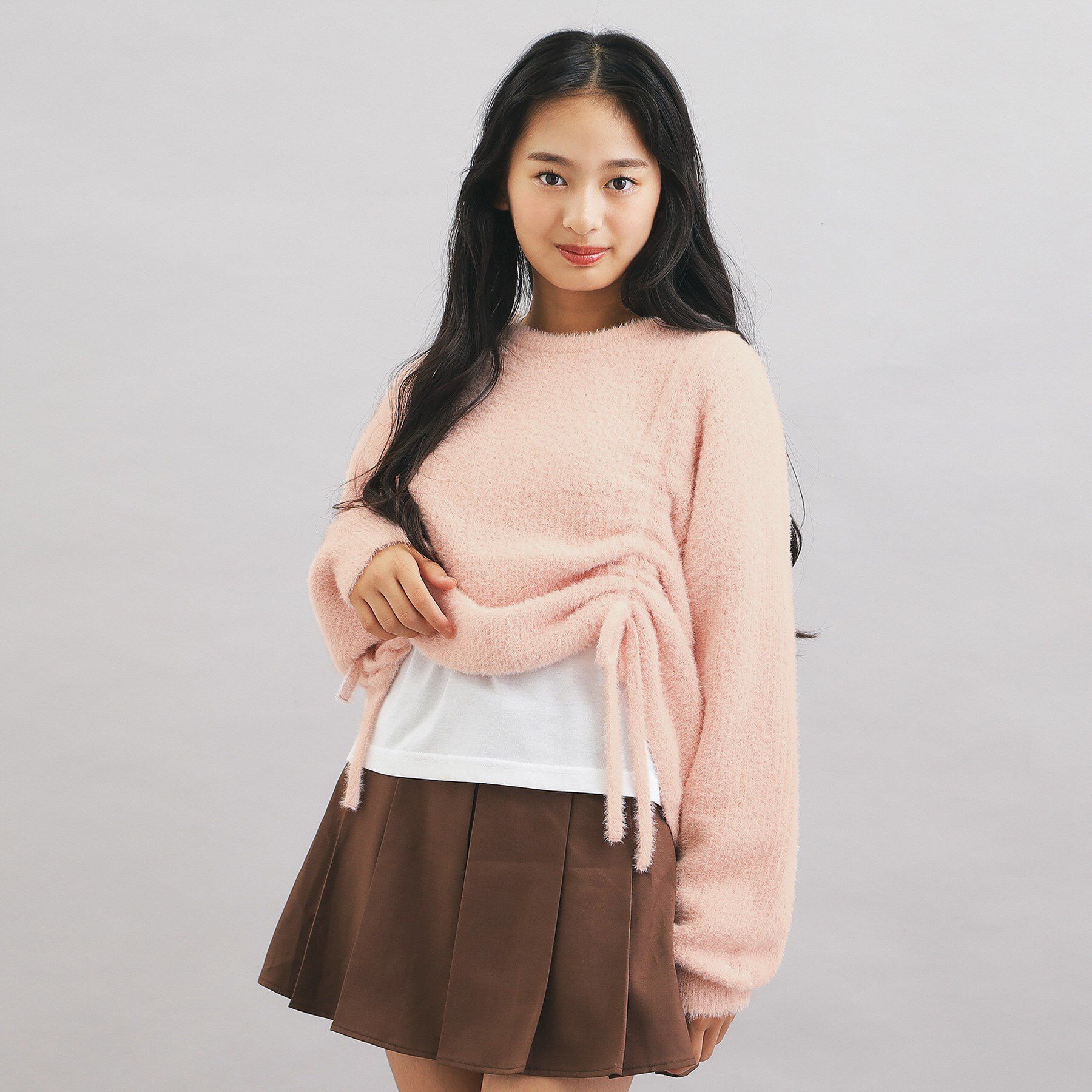 PINK-latte「【セットアイテム】ドロスト＋ロンTセットプルオーバー」|ニット・セーター|ピンク(071)