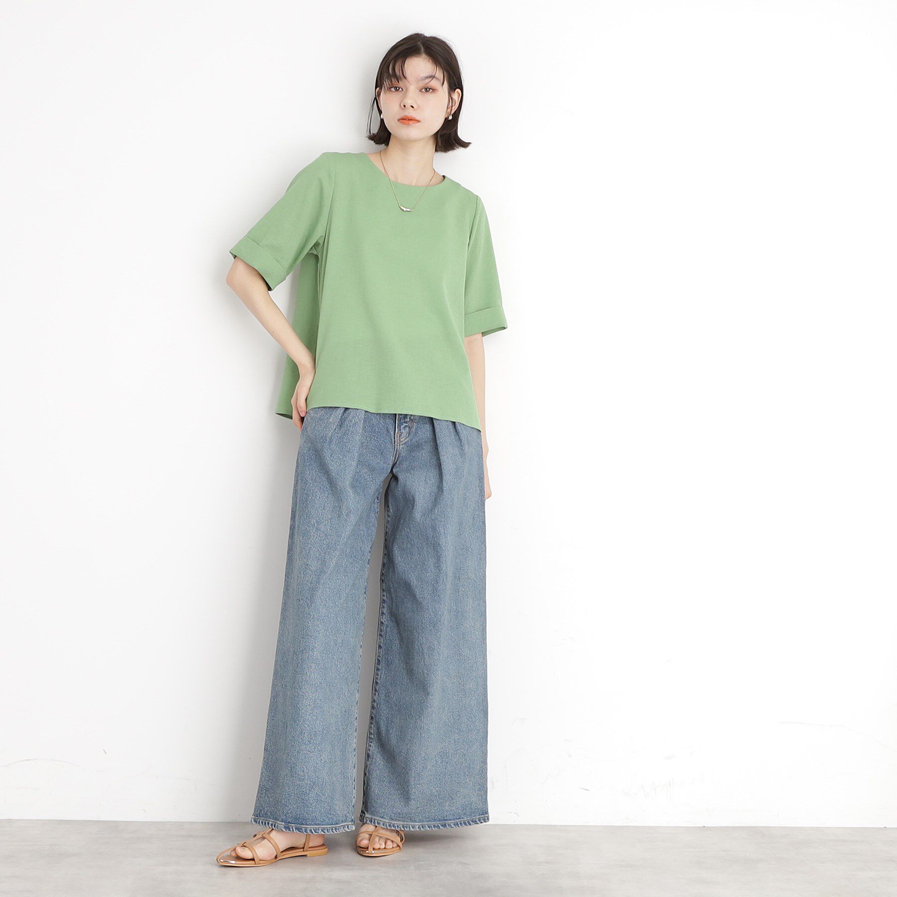 THE SHOP TK「麻調ブラウス【シワになりにくい/洗える】」|シャツ・ブラウス|