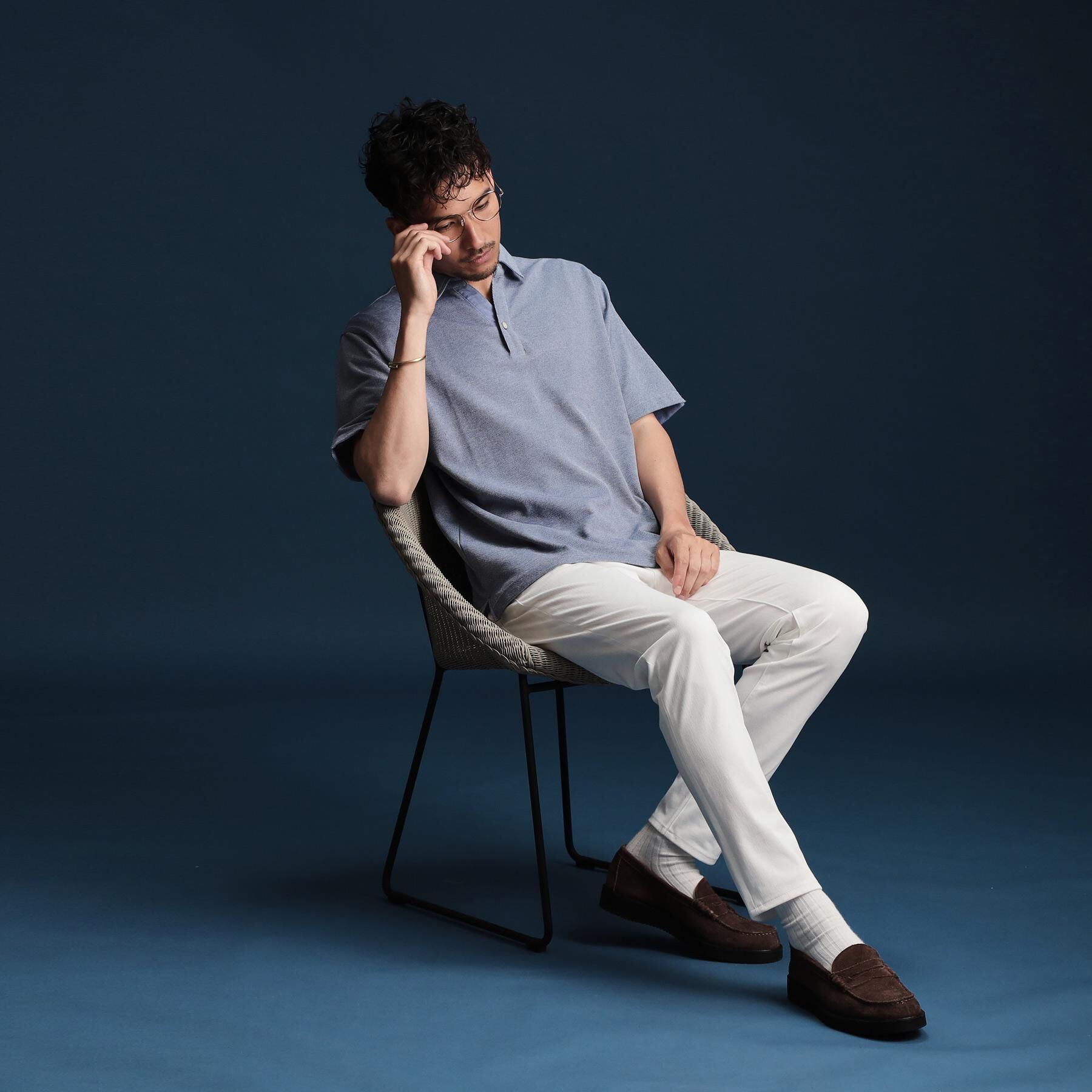 THE SHOP TK「シャンブレーカノコスキッパーポロシャツ」|ポロシャツ|