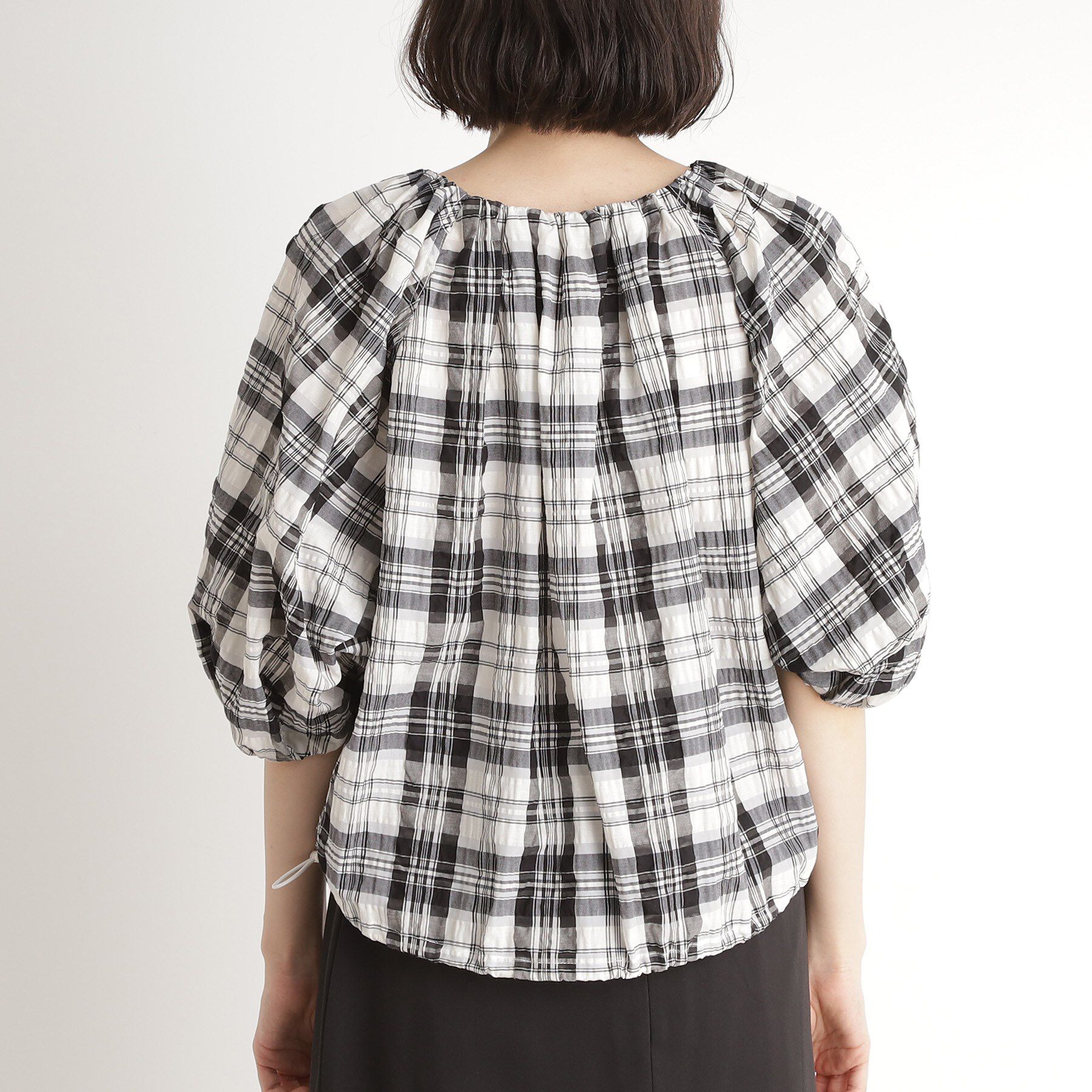 THE SHOP TK「チェックギャザーブラウス【洗える】」|シャツ・ブラウス|