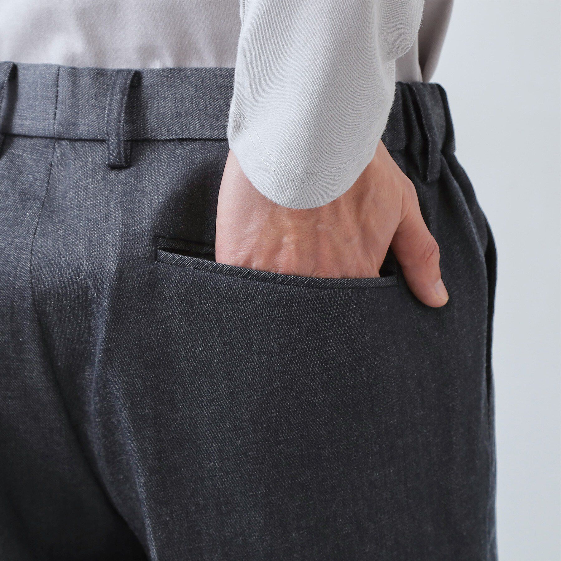 THE SHOP TK「ライトエバーデニム スラックス 洗濯機OK/ストレッチ/セットアップ可」|デニム|