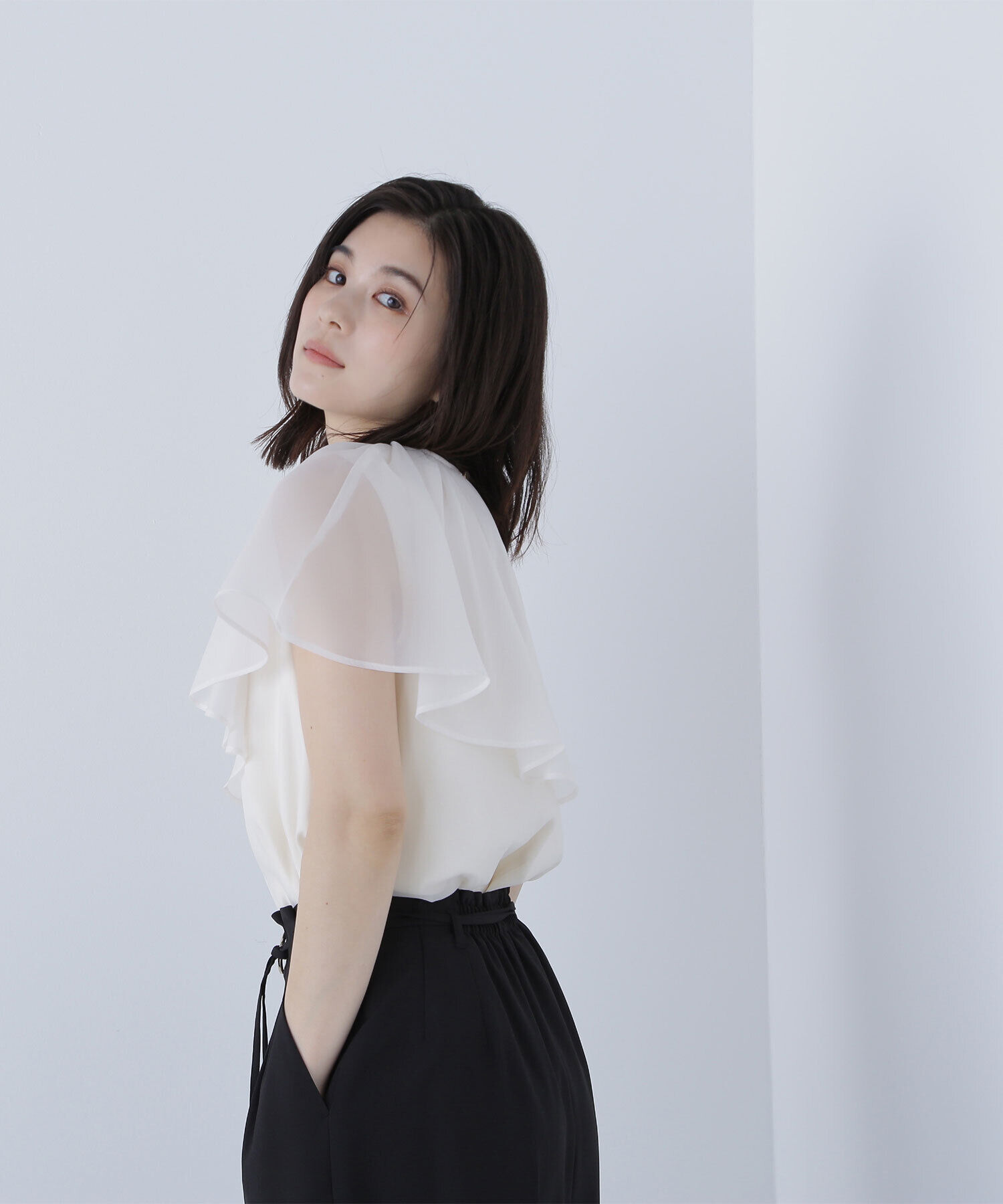  「アシメフリルシアーブラウス」|シャツ・ブラウス|