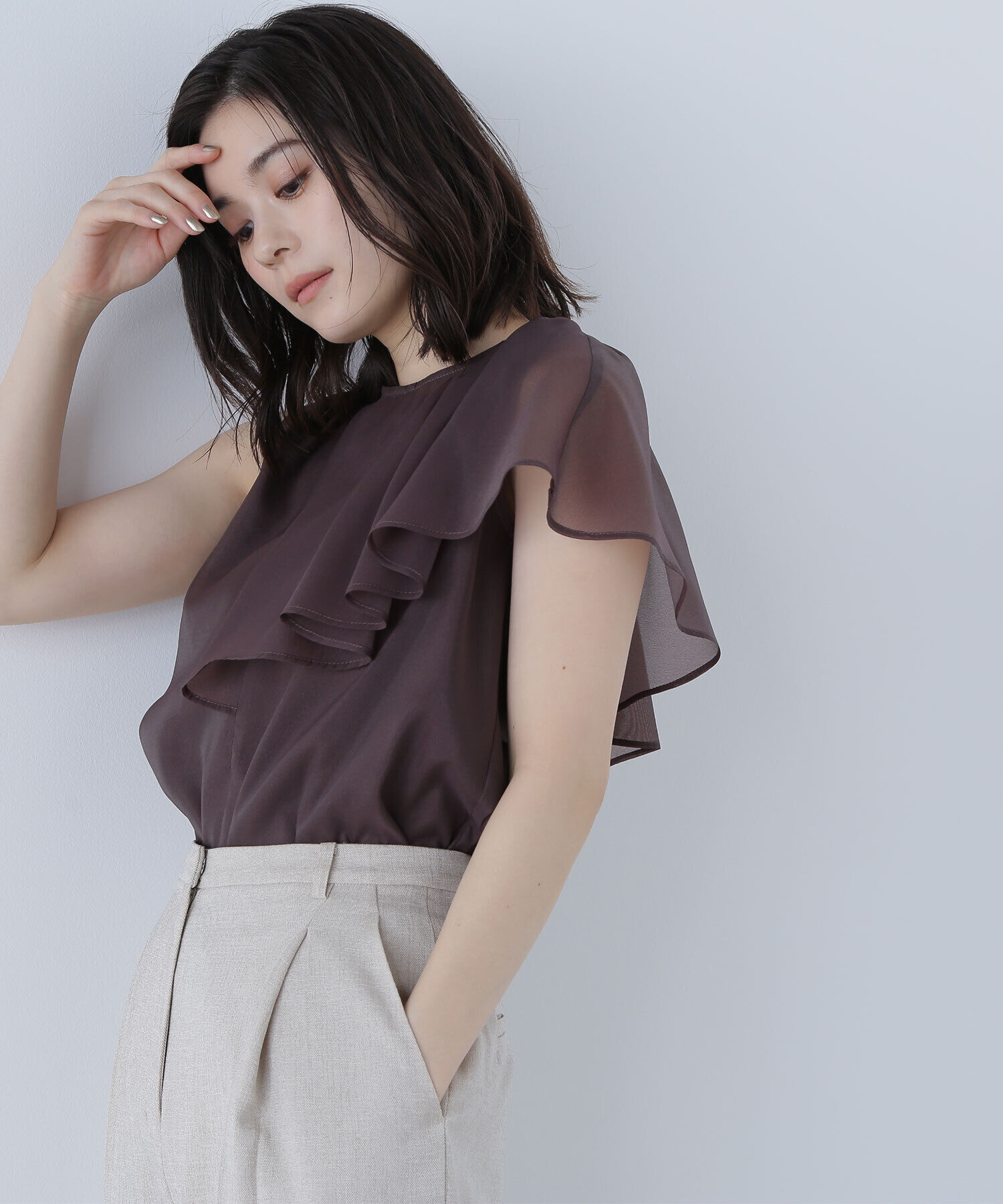  「アシメフリルシアーブラウス」|シャツ・ブラウス|