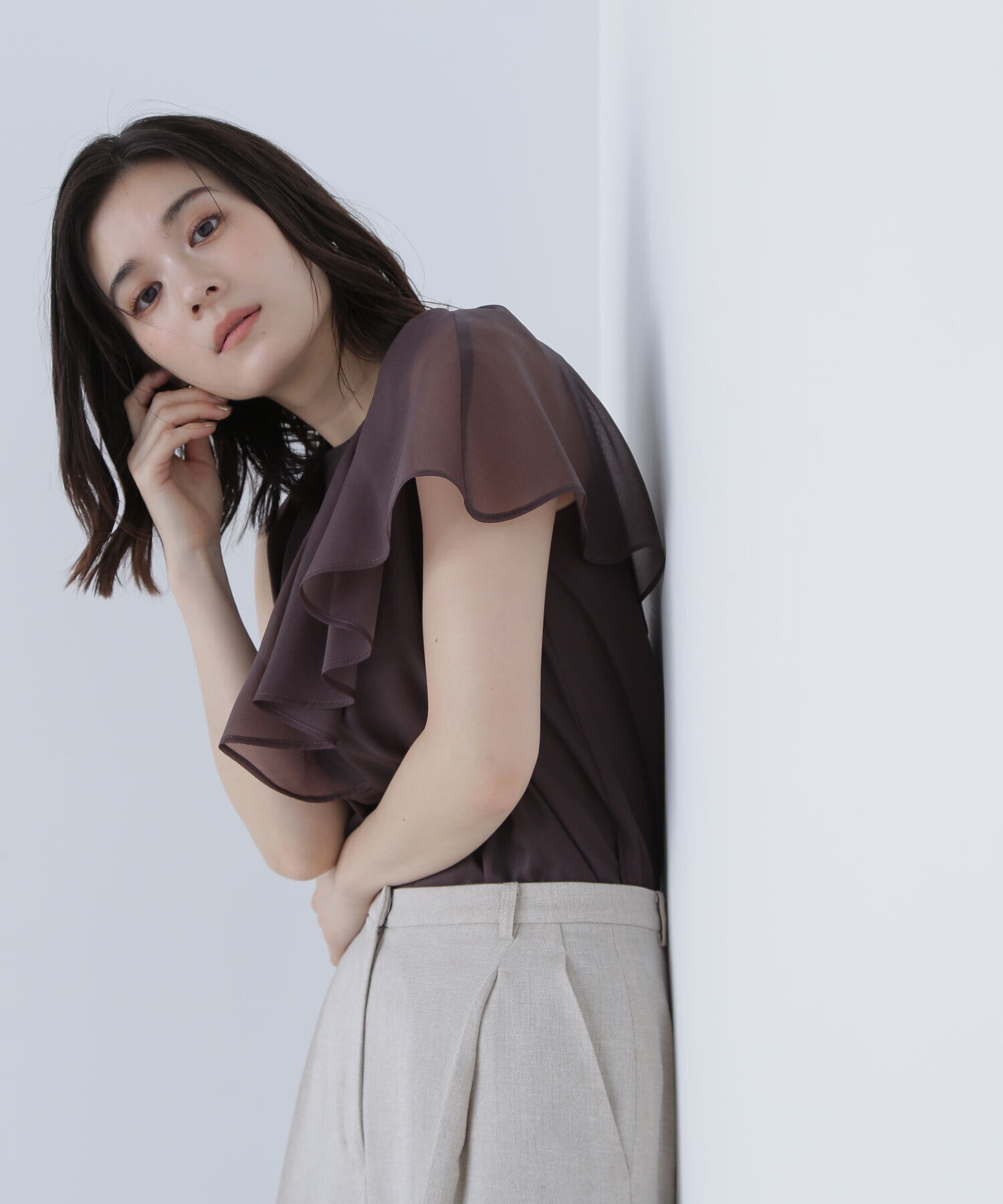  「アシメフリルシアーブラウス」|シャツ・ブラウス|