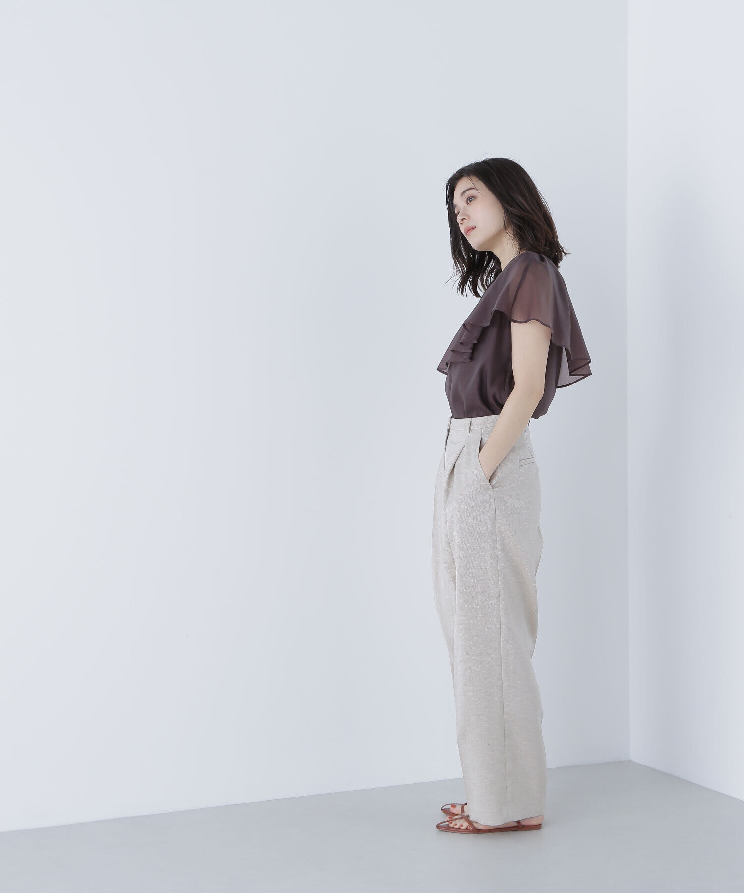  「アシメフリルシアーブラウス」|シャツ・ブラウス|