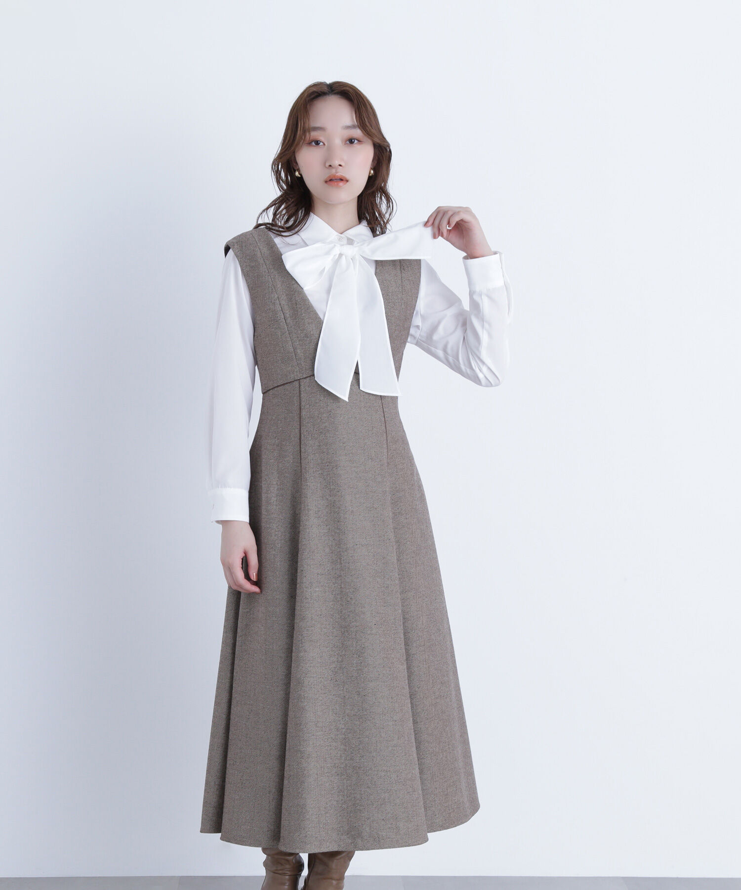  「シャツカラーリボンブラウス」|シャツ・ブラウス|