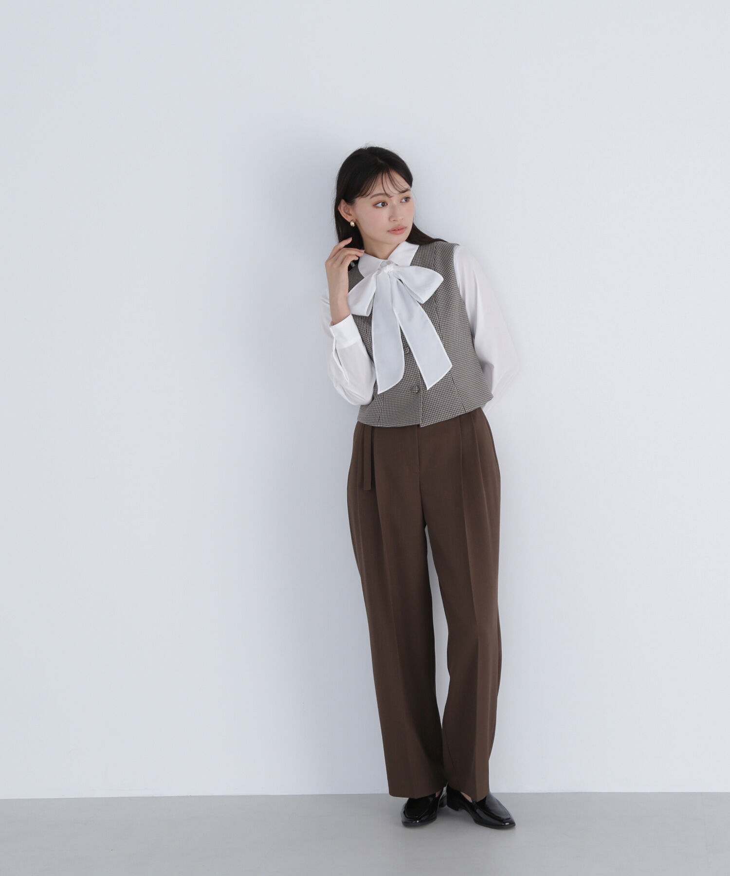  「シャツカラーリボンブラウス」|シャツ・ブラウス|