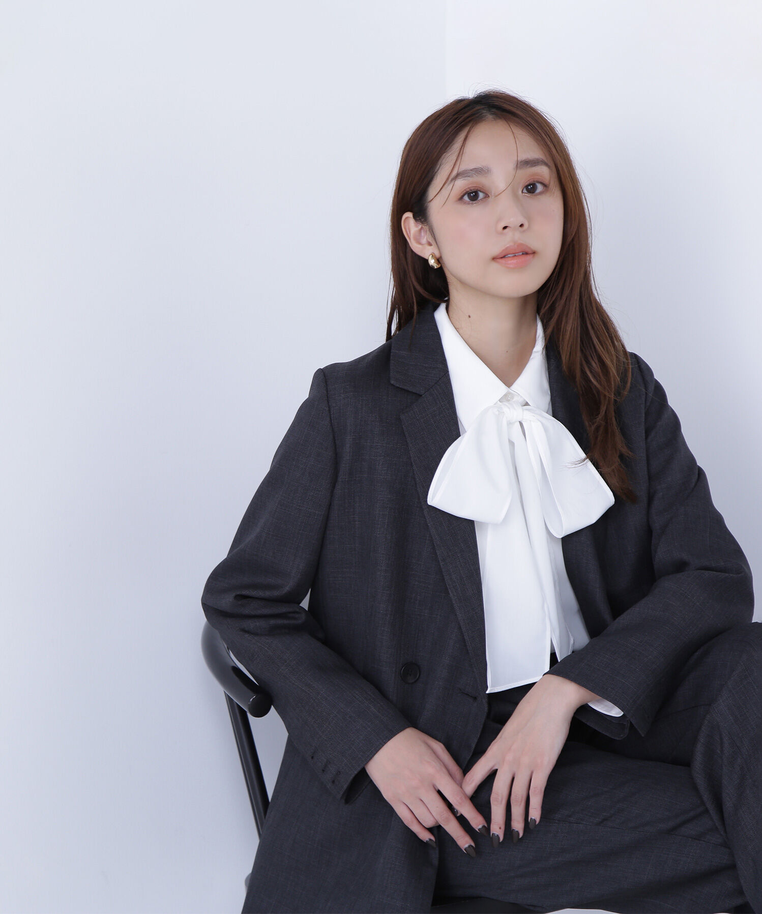  「シャツカラーリボンブラウス」|シャツ・ブラウス|