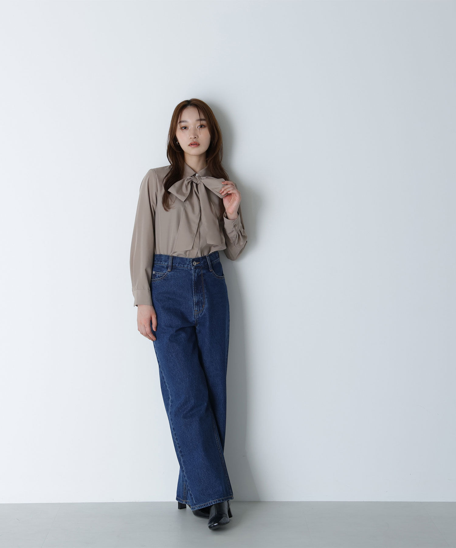  「シャツカラーリボンブラウス」|シャツ・ブラウス|