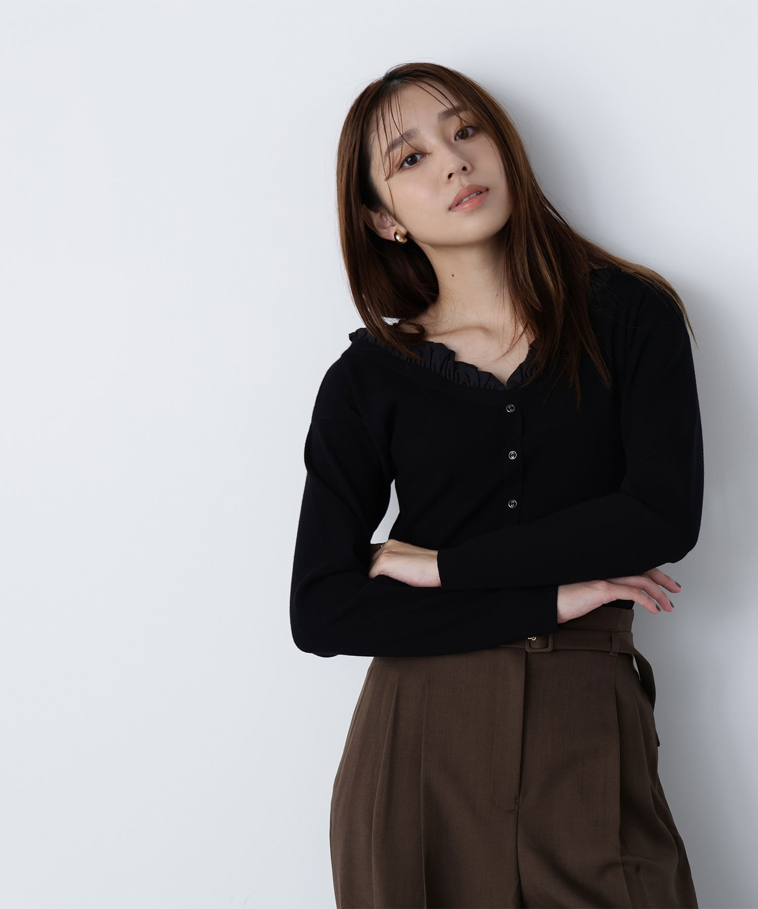  「フリルトリムドッキングニット」|ニット・セーター|