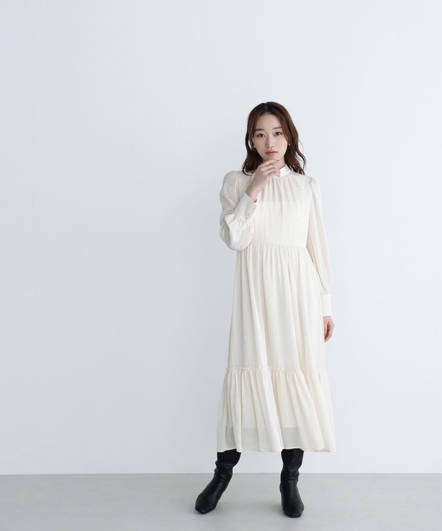  「バックリボンジャガードワンピース」|ワンピース|