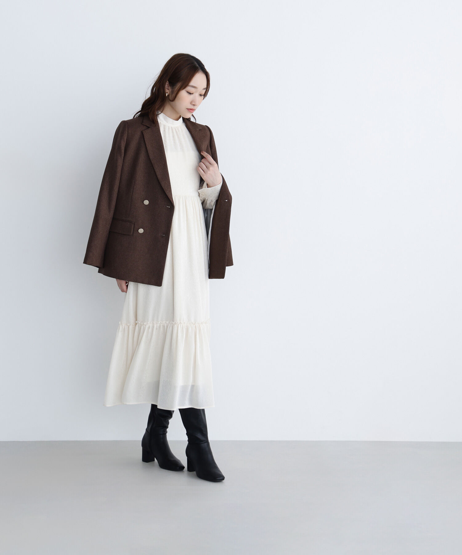  「バックリボンジャガードワンピース」|ワンピース|