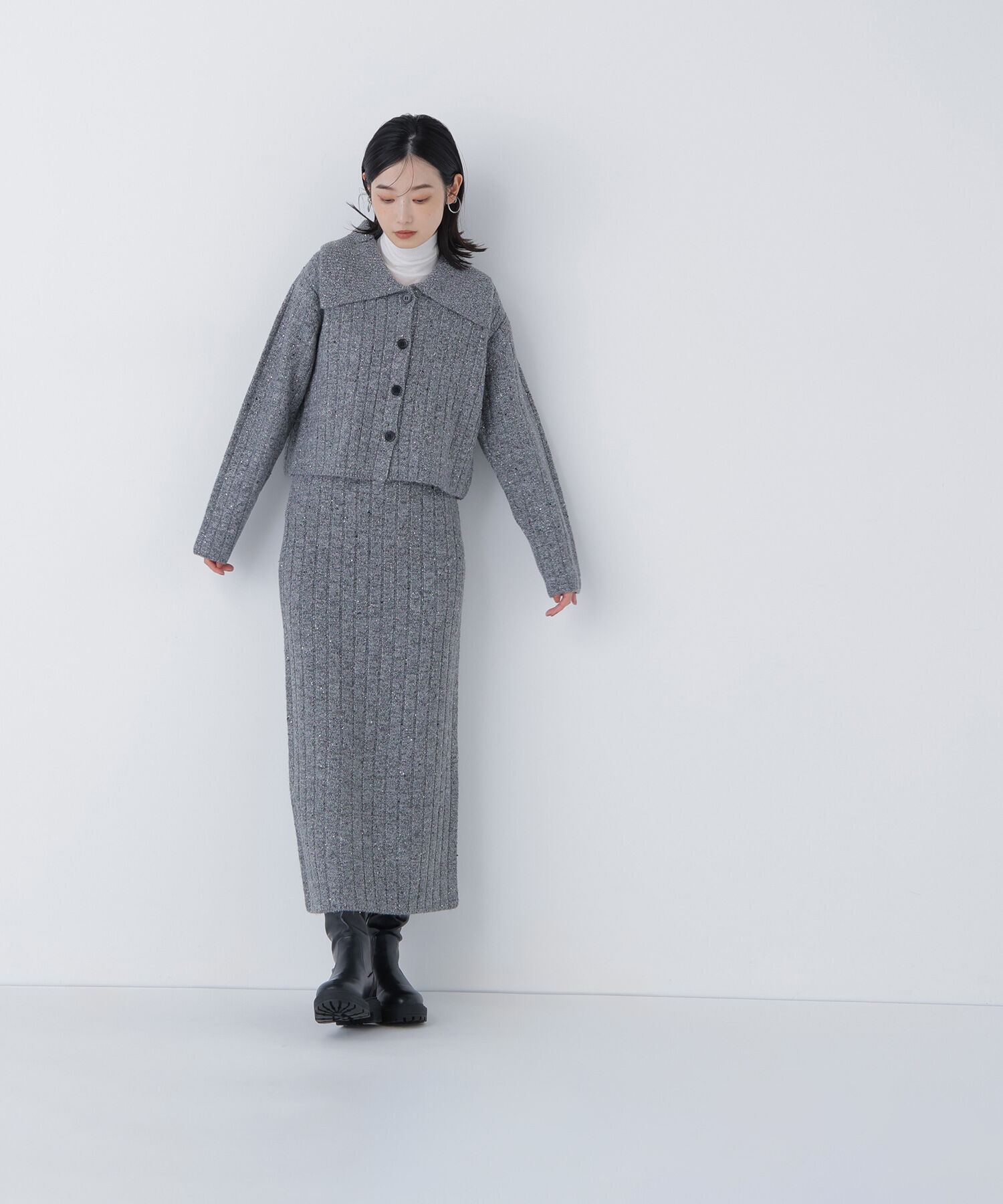  「スパンコールラメニットセットアップ」|ワンピース|