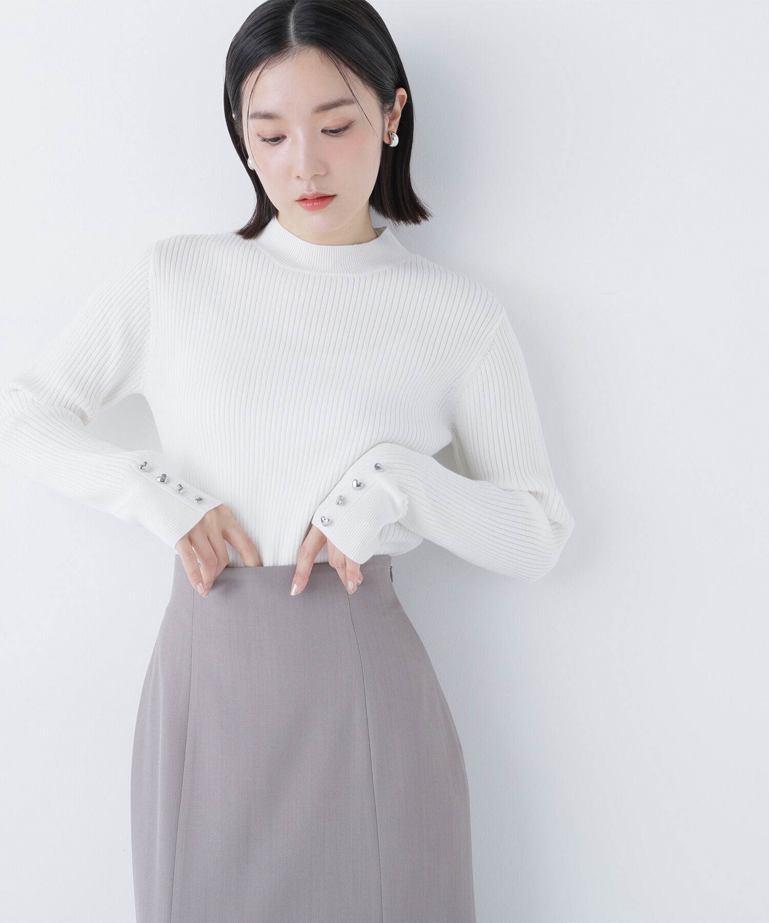  「ハートボタンカフスニット」|ニット・セーター|