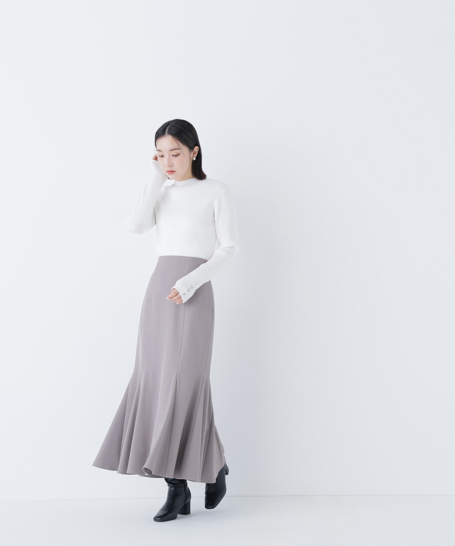  「ハートボタンカフスニット」|ニット・セーター|