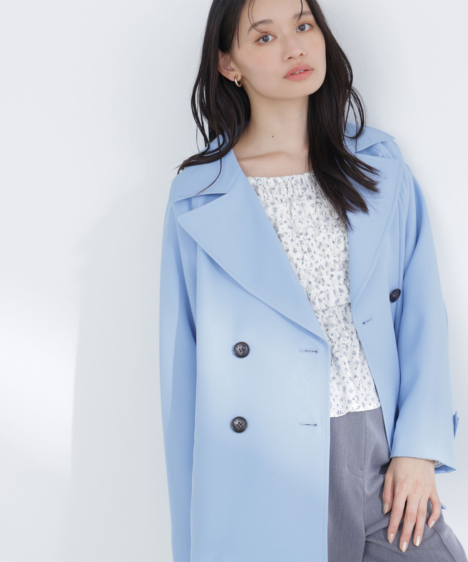  「ハーフトレンチコート」|その他|ブルー