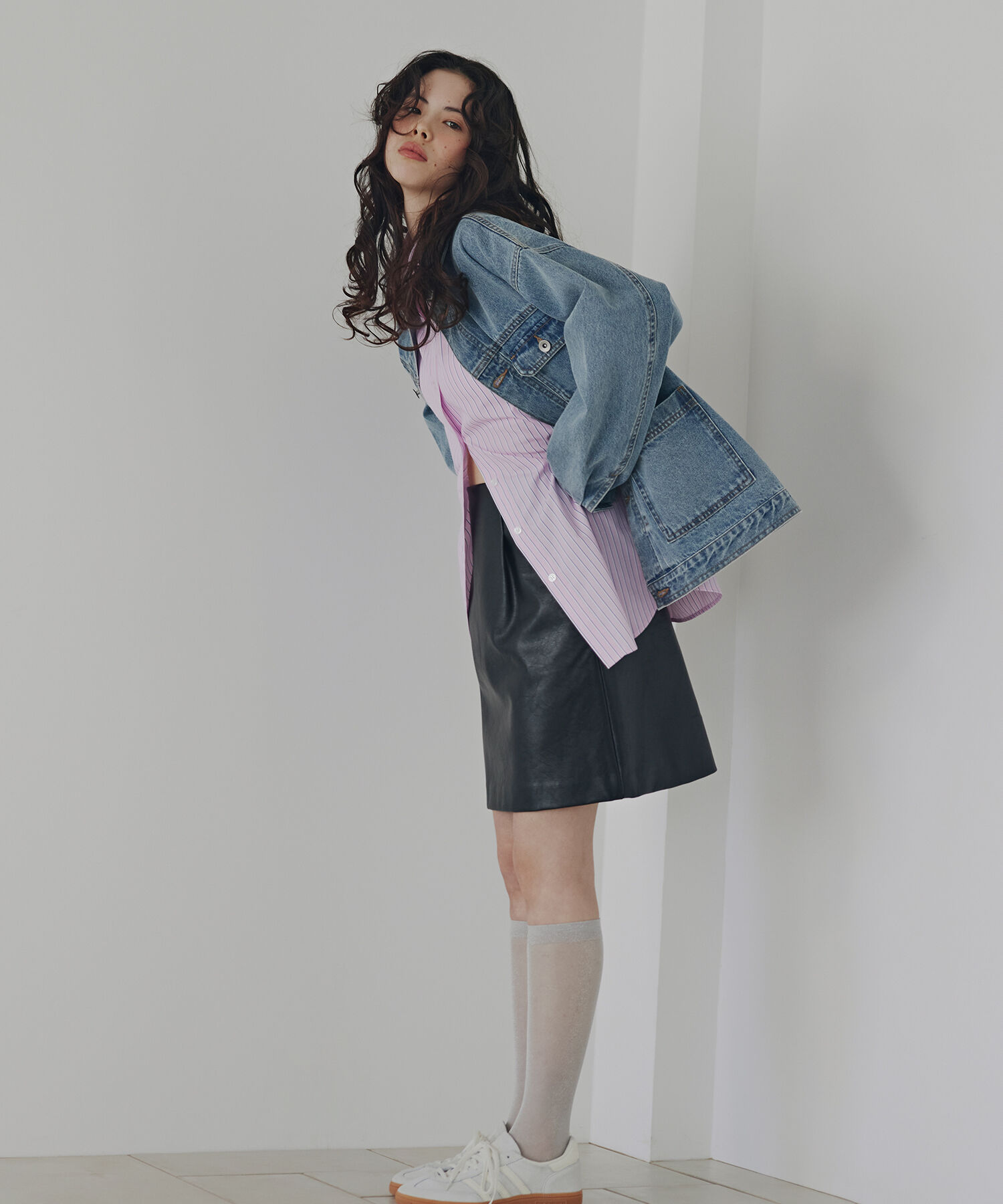  「〈N.〉フェイクレザーミニスカート」|スカート|ブラック