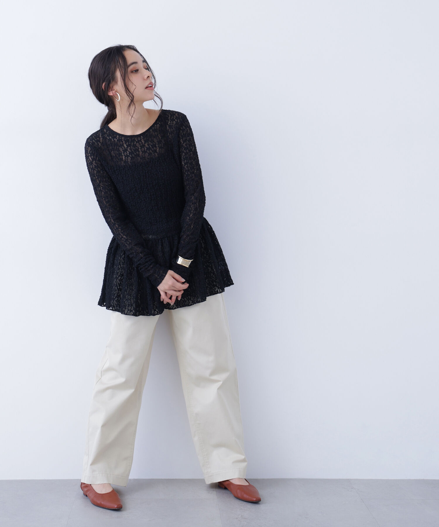  「〈N.〉 レースペプラムトップス」|Tシャツ・カットソー|