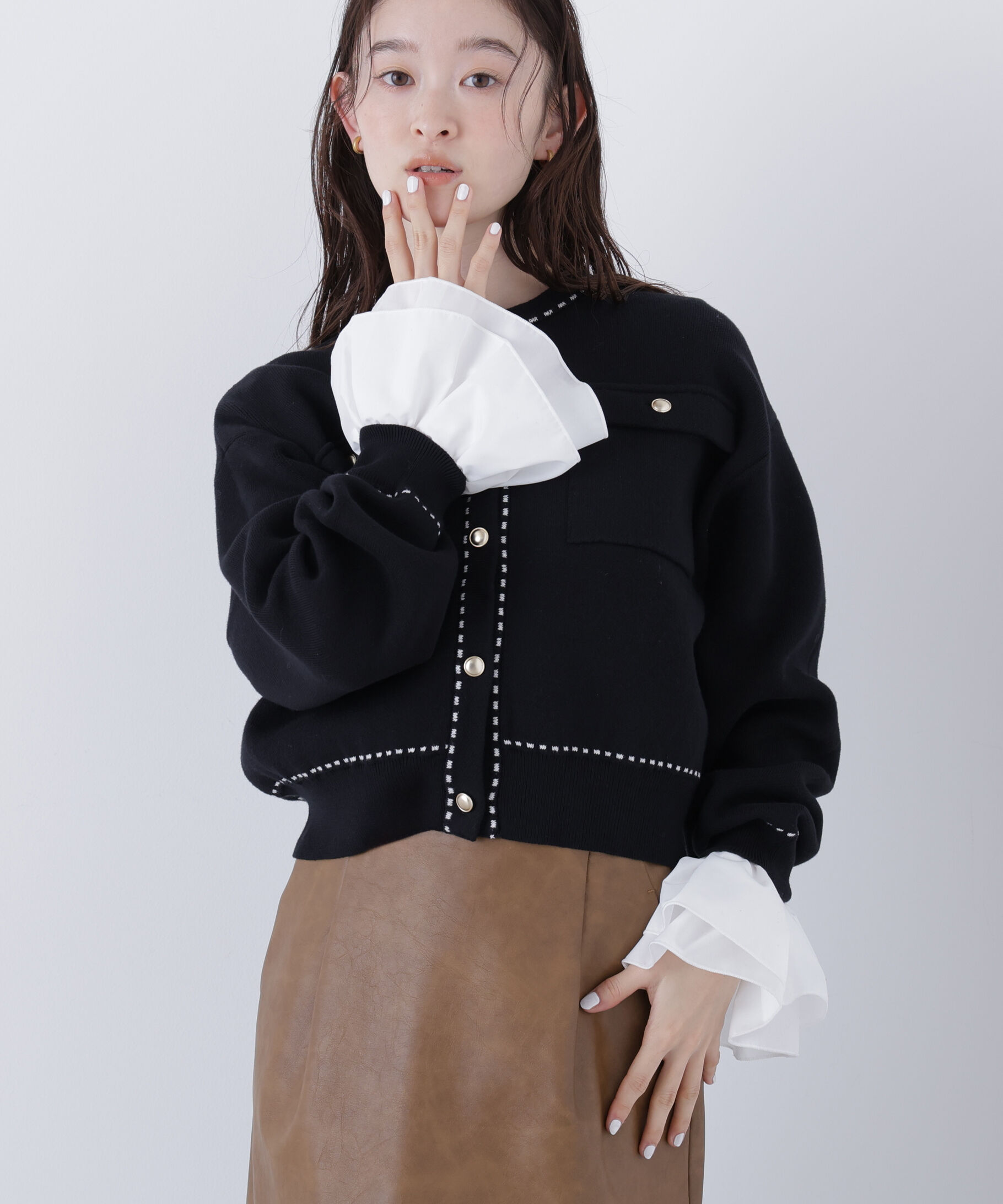  「〈N.〉ステッチニットジャケット」|ニット・セーター|