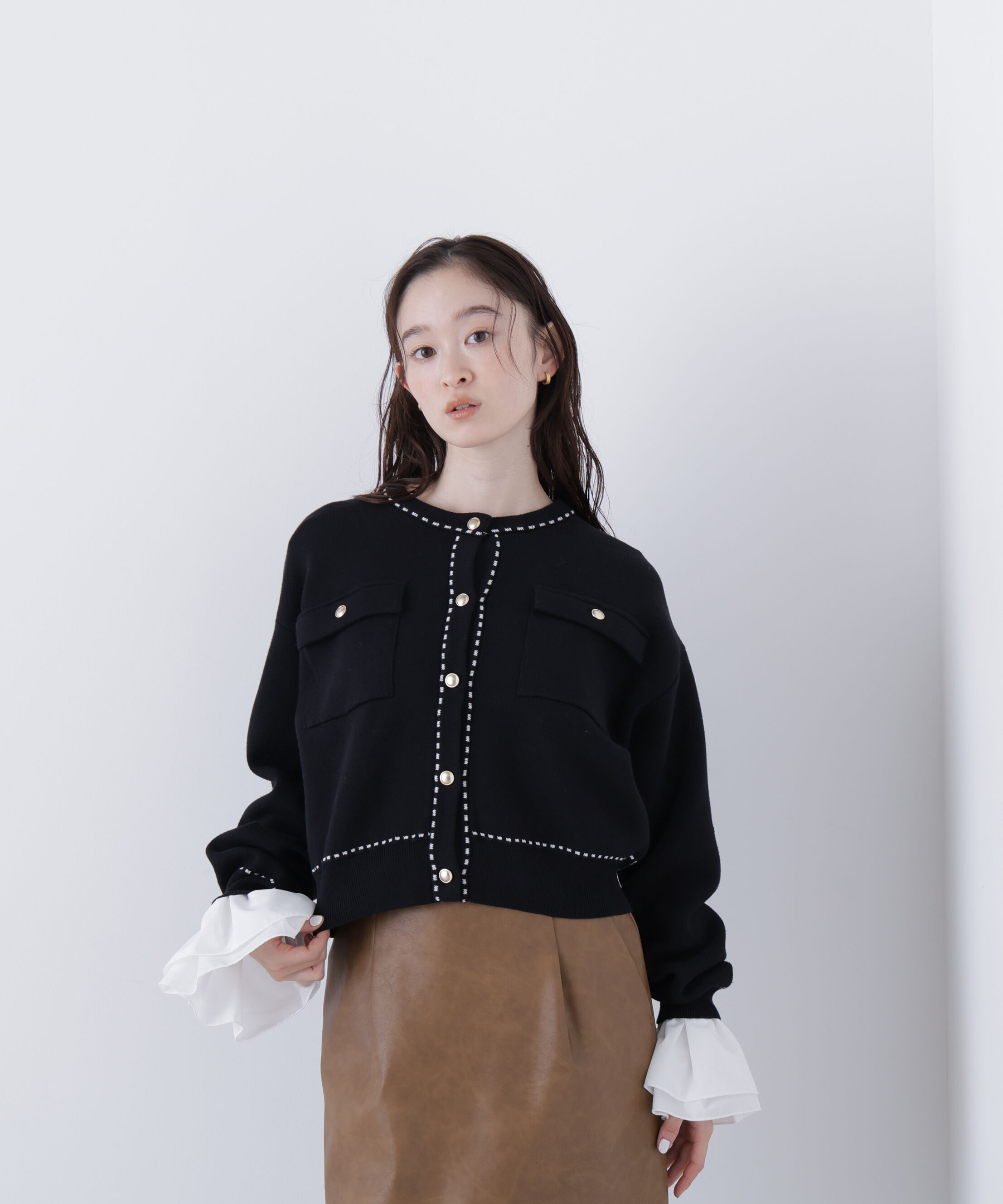  「〈N.〉ステッチニットジャケット」|ニット・セーター|