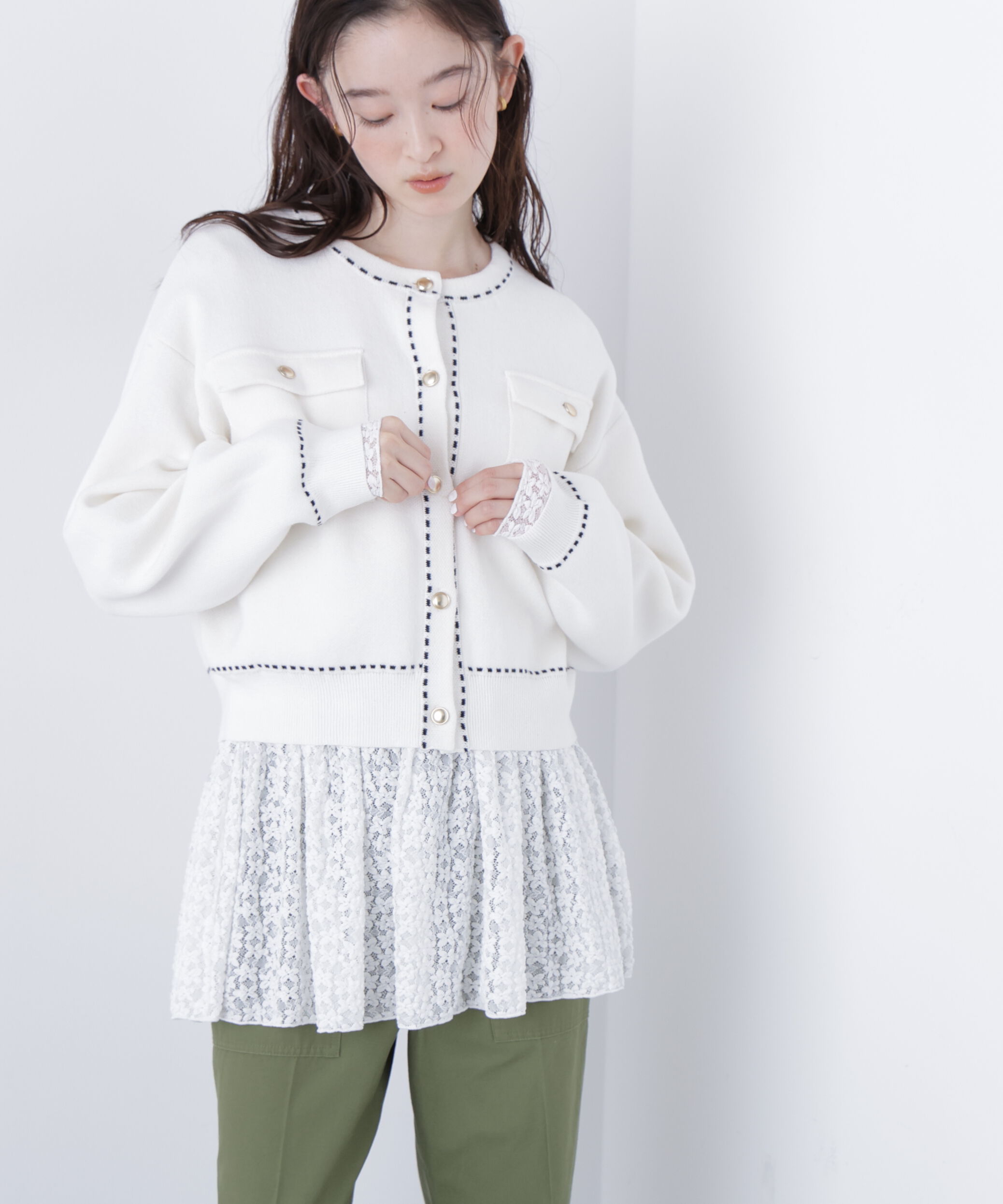  「〈N.〉ステッチニットジャケット」|ニット・セーター|