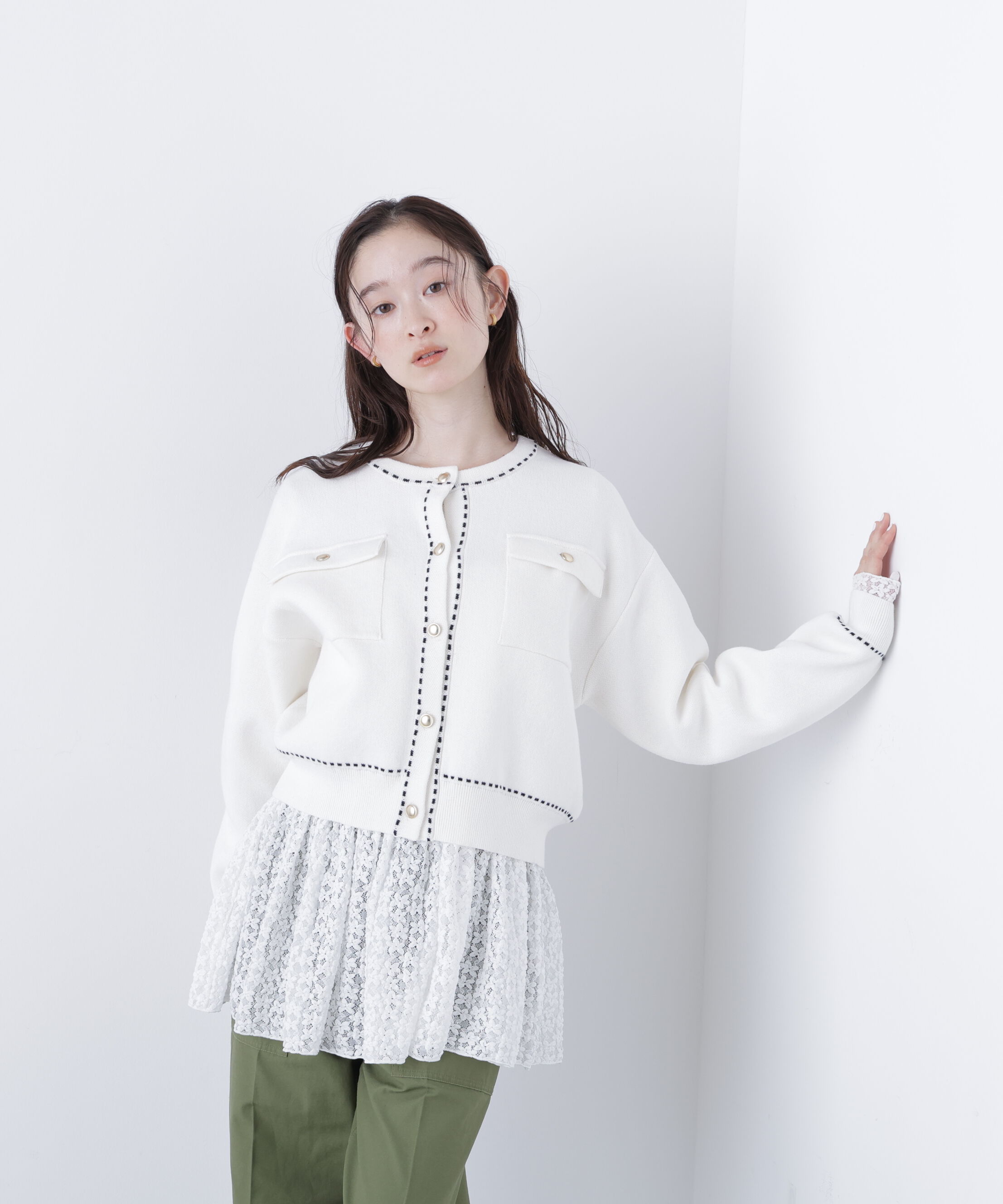  「〈N.〉ステッチニットジャケット」|ニット・セーター|