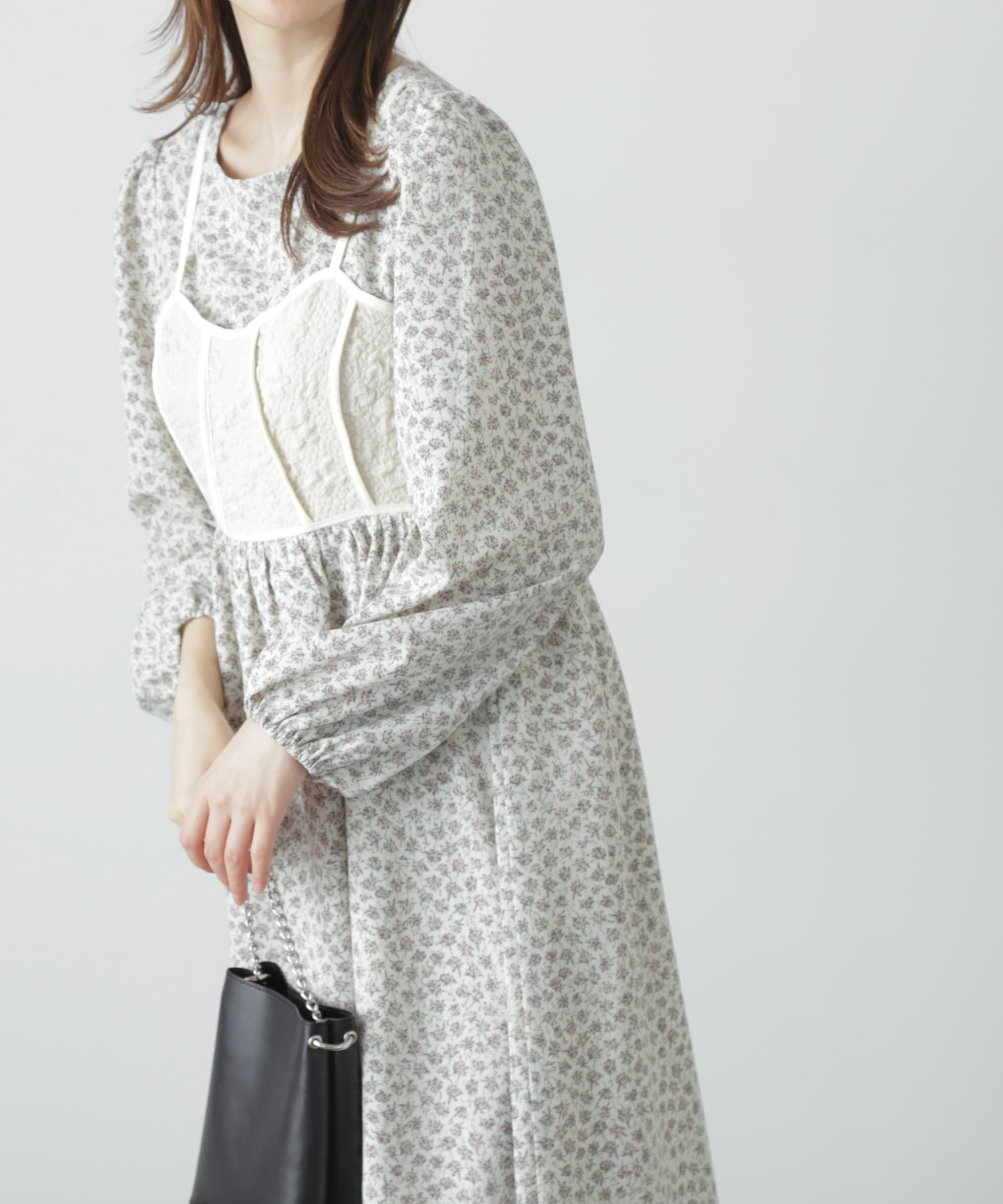  「小花柄ビスチェドッキングワンピース」|ワンピース|