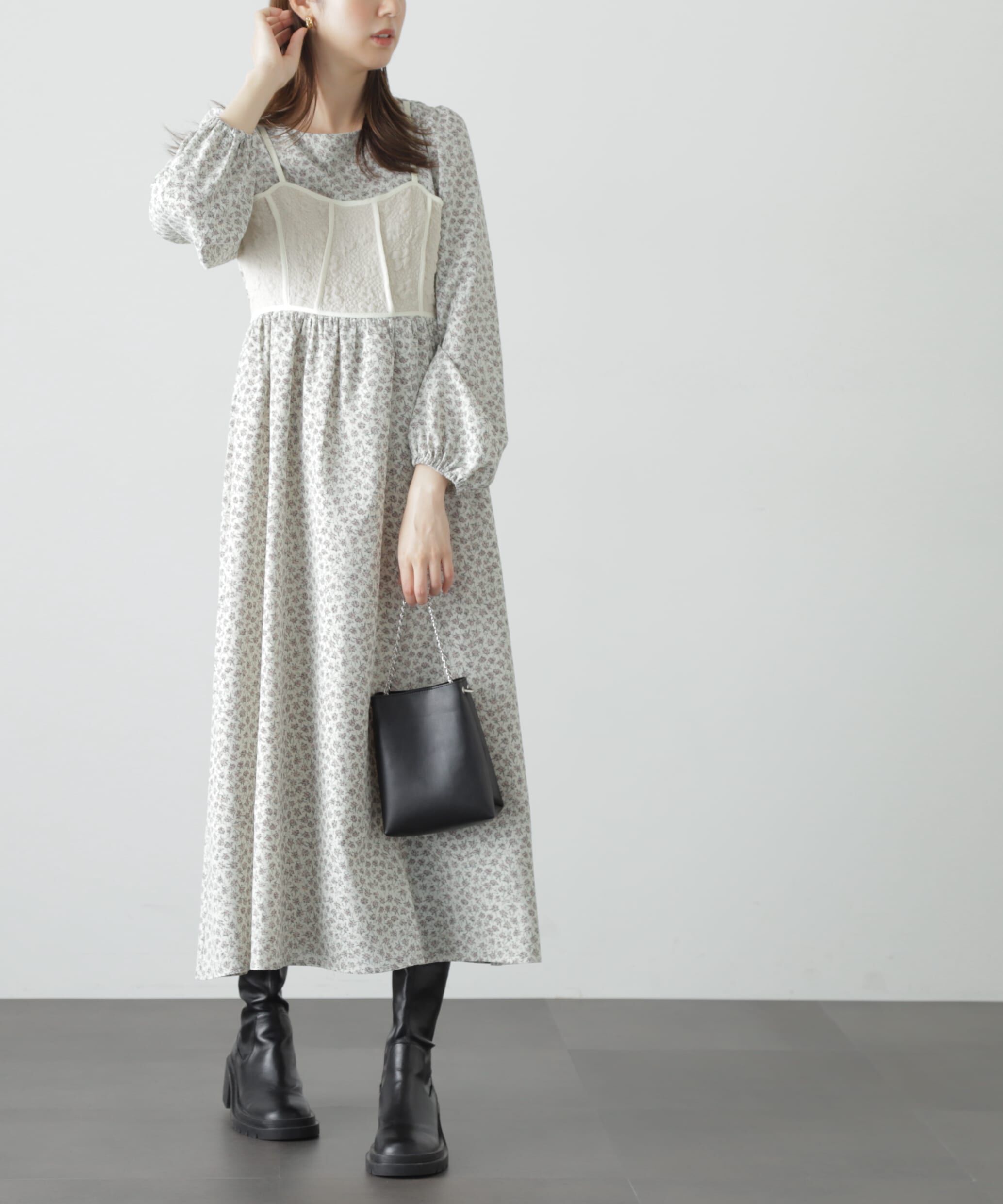  「小花柄ビスチェドッキングワンピース」|ワンピース|