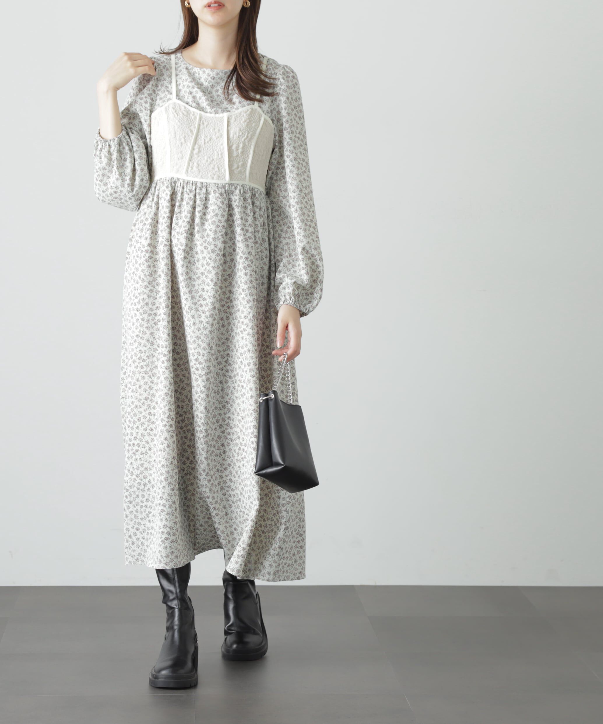  「小花柄ビスチェドッキングワンピース」|ワンピース|