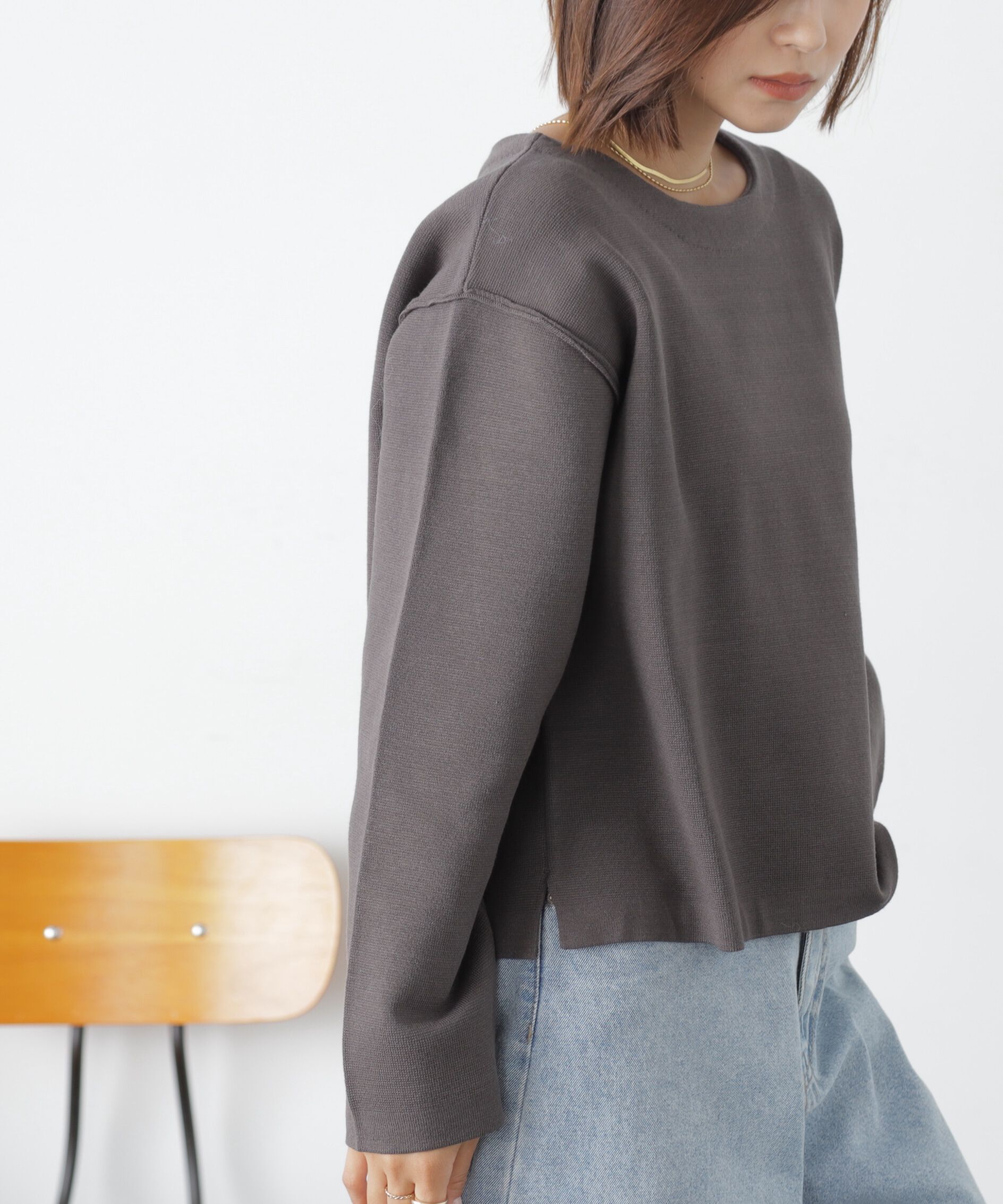  「［洗える］マシンウォッシャブルミラノリブルーズニット」|ニット・セーター|