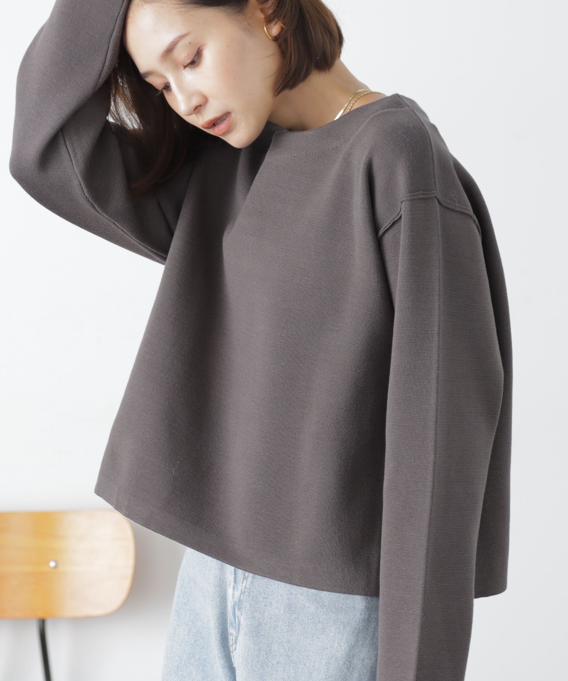  「［洗える］マシンウォッシャブルミラノリブルーズニット」|ニット・セーター|