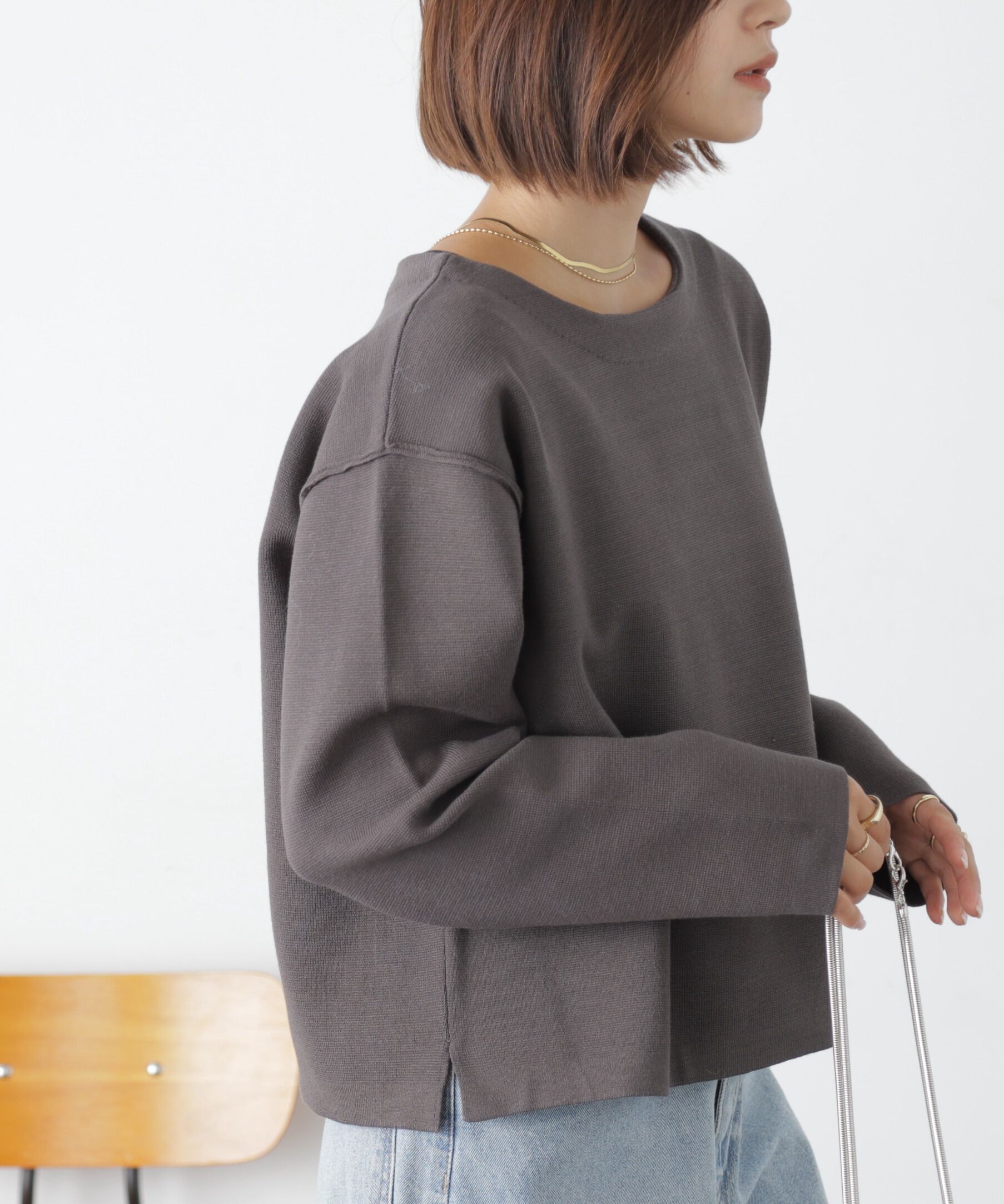  「［洗える］マシンウォッシャブルミラノリブルーズニット」|ニット・セーター|