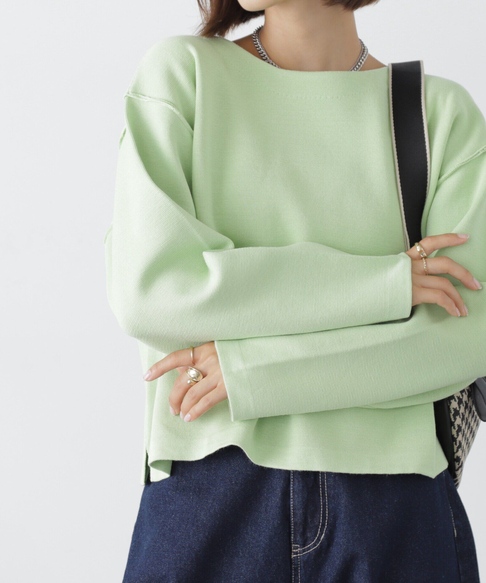  「［洗える］マシンウォッシャブルミラノリブルーズニット」|ニット・セーター|