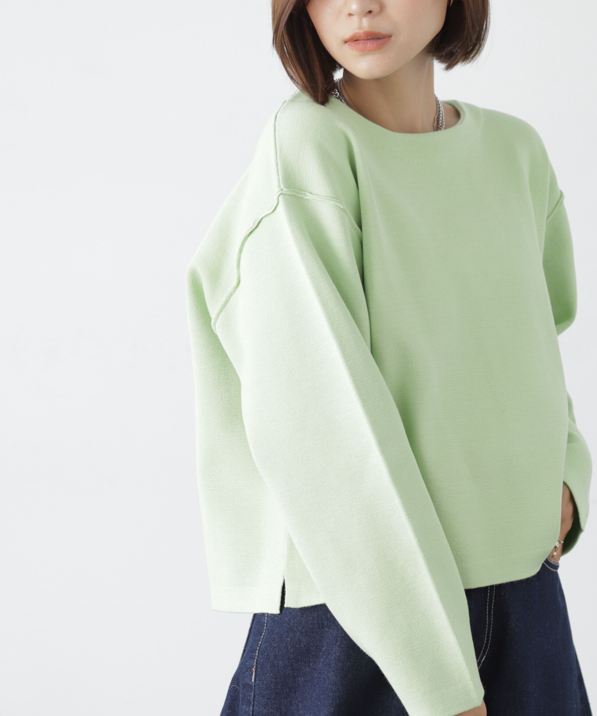  「［洗える］マシンウォッシャブルミラノリブルーズニット」|ニット・セーター|