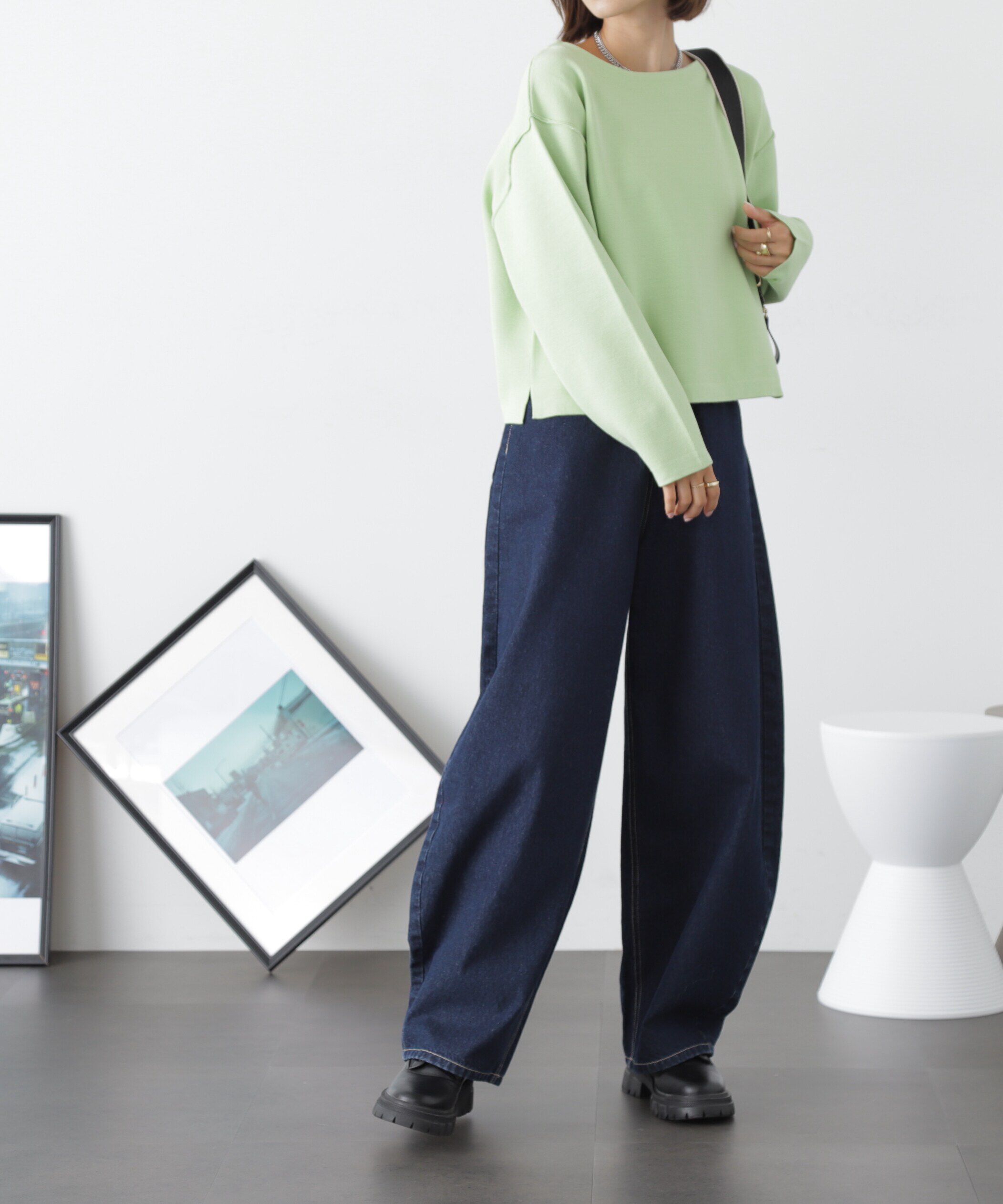  「［洗える］マシンウォッシャブルミラノリブルーズニット」|ニット・セーター|