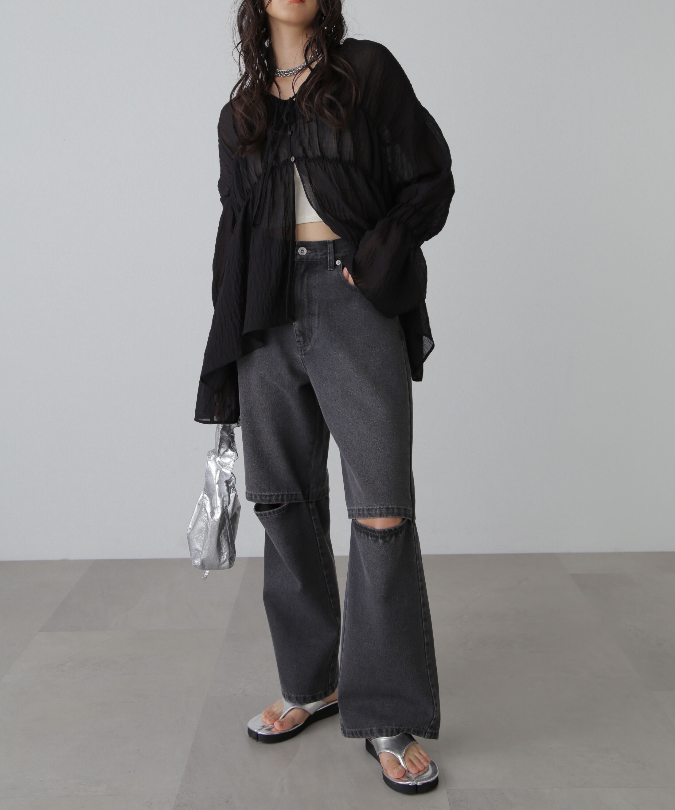  「シャーリングドロストチュニックブラウス」|シャツ・ブラウス|