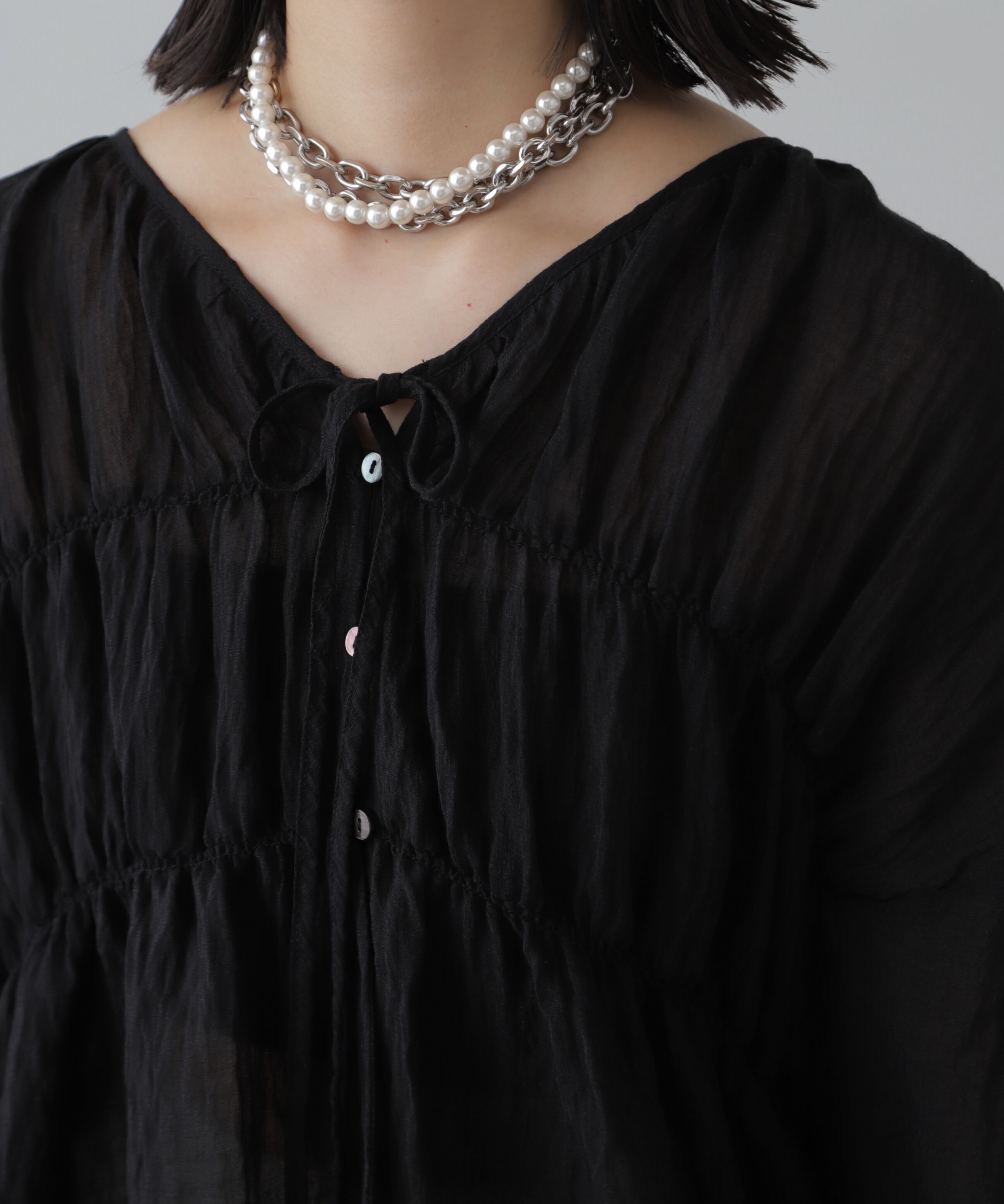  「シャーリングドロストチュニックブラウス」|シャツ・ブラウス|